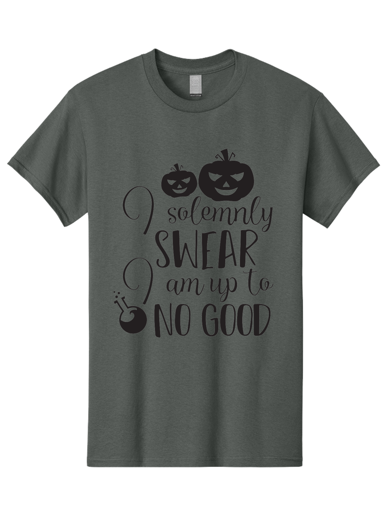 I-Solemnly-Swear Men'S Graphic Tee, 100% Cotton, Comfortable Casual Summer Wear, Machine Washable, Harry Potter Quote, Spooky Pumpkins, Halloween Theme, Bold Typography, Quirky Design, Magical Atmosphere, Halloween Decorations, Funny Quote Aac877