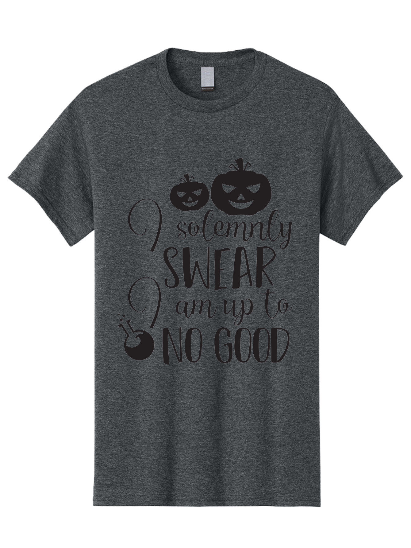 I-Solemnly-Swear Men'S Graphic Tee, 100% Cotton, Comfortable Casual Summer Wear, Machine Washable, Harry Potter Quote, Spooky Pumpkins, Halloween Theme, Bold Typography, Quirky Design, Magical Atmosphere, Halloween Decorations, Funny Quote Aac877