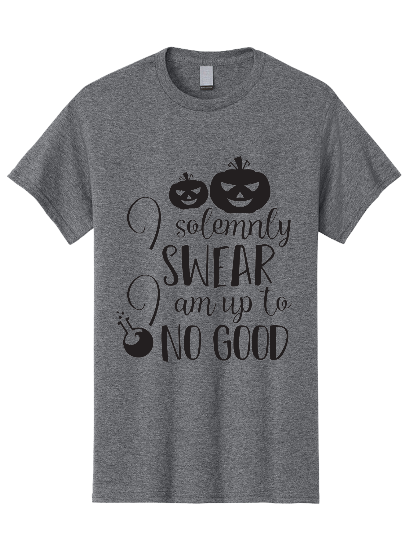 I-Solemnly-Swear Men'S Graphic Tee, 100% Cotton, Comfortable Casual Summer Wear, Machine Washable, Harry Potter Quote, Spooky Pumpkins, Halloween Theme, Bold Typography, Quirky Design, Magical Atmosphere, Halloween Decorations, Funny Quote Aac877