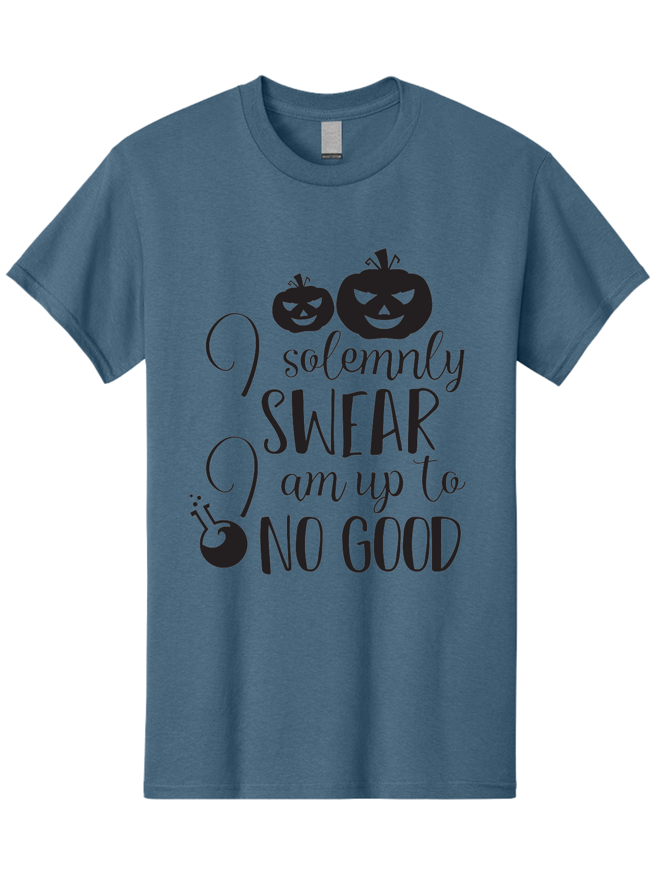 I-Solemnly-Swear Men'S Graphic Tee, 100% Cotton, Comfortable Casual Summer Wear, Machine Washable, Harry Potter Quote, Spooky Pumpkins, Halloween Theme, Bold Typography, Quirky Design, Magical Atmosphere, Halloween Decorations, Funny Quote Aac877