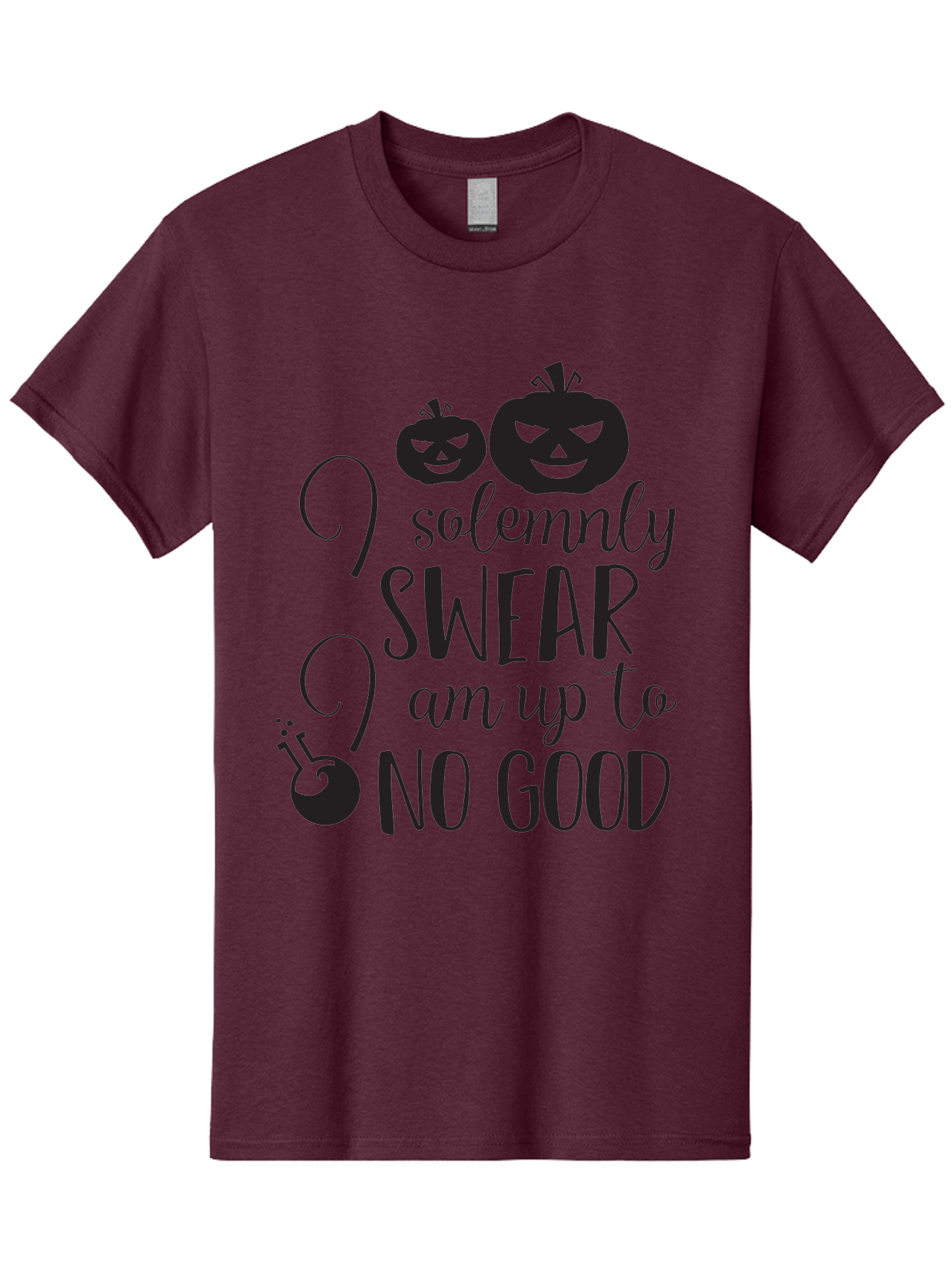 I-Solemnly-Swear Men'S Graphic Tee, 100% Cotton, Comfortable Casual Summer Wear, Machine Washable, Harry Potter Quote, Spooky Pumpkins, Halloween Theme, Bold Typography, Quirky Design, Magical Atmosphere, Halloween Decorations, Funny Quote Aac877