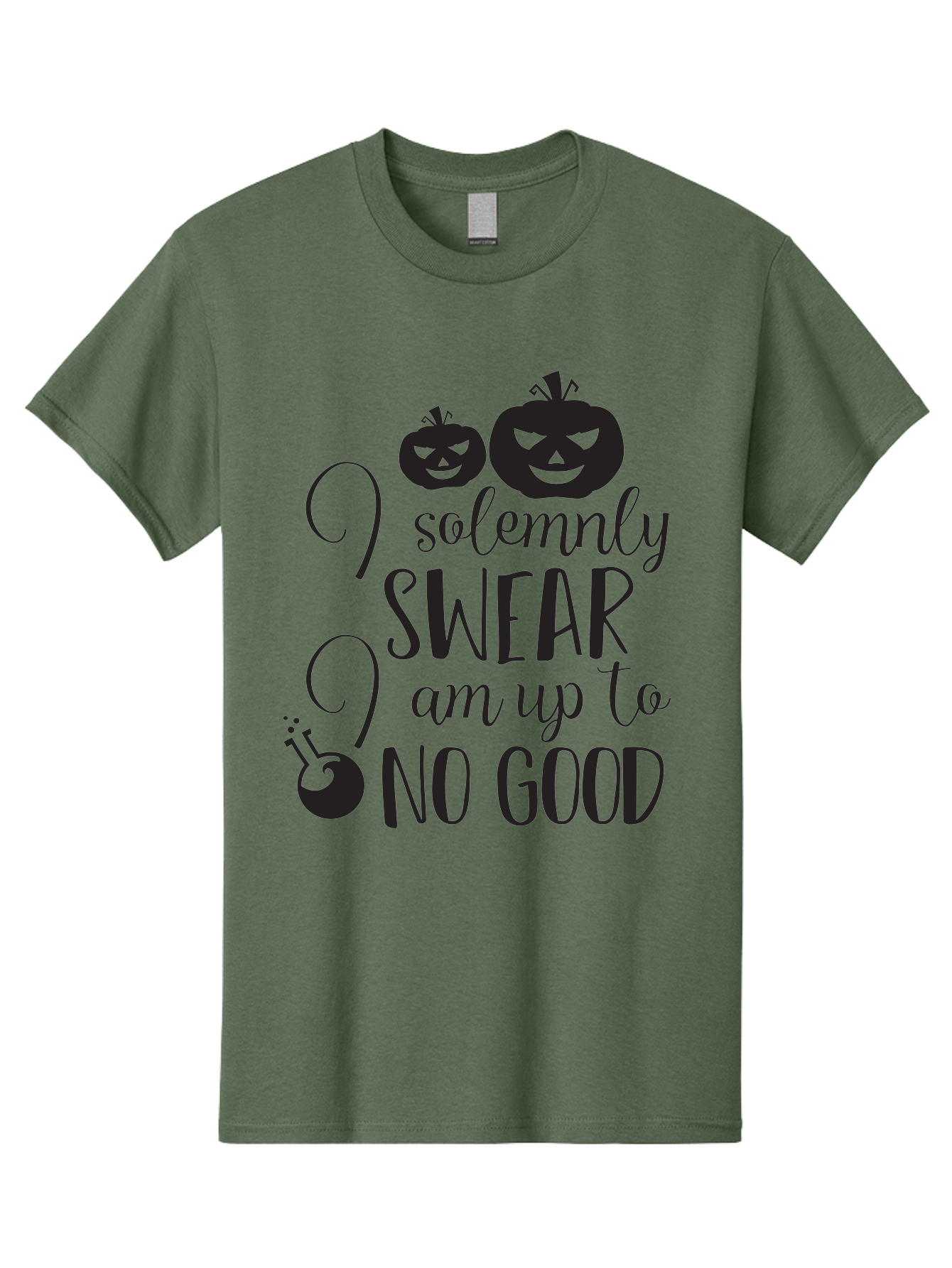I-Solemnly-Swear Men'S Graphic Tee, 100% Cotton, Comfortable Casual Summer Wear, Machine Washable, Harry Potter Quote, Spooky Pumpkins, Halloween Theme, Bold Typography, Quirky Design, Magical Atmosphere, Halloween Decorations, Funny Quote Aac877