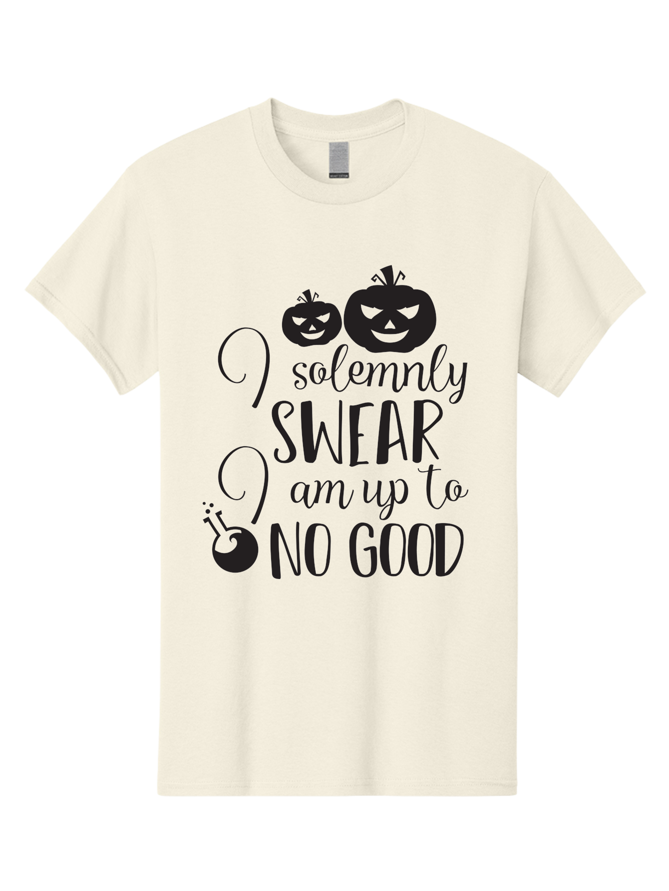 I-Solemnly-Swear Men'S Graphic Tee, 100% Cotton, Comfortable Casual Summer Wear, Machine Washable, Harry Potter Quote, Spooky Pumpkins, Halloween Theme, Bold Typography, Quirky Design, Magical Atmosphere, Halloween Decorations, Funny Quote Aac877