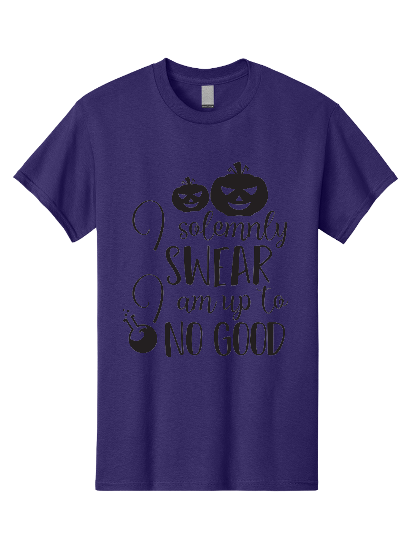 I-Solemnly-Swear Men'S Graphic Tee, 100% Cotton, Comfortable Casual Summer Wear, Machine Washable, Harry Potter Quote, Spooky Pumpkins, Halloween Theme, Bold Typography, Quirky Design, Magical Atmosphere, Halloween Decorations, Funny Quote Aac877