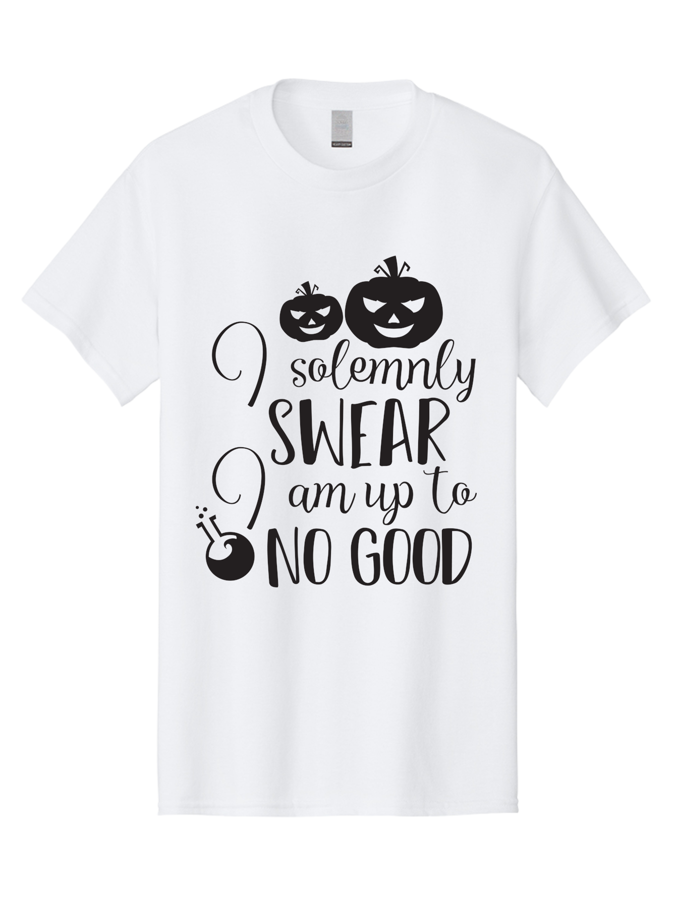 I-Solemnly-Swear Men'S Graphic Tee, 100% Cotton, Comfortable Casual Summer Wear, Machine Washable, Harry Potter Quote, Spooky Pumpkins, Halloween Theme, Bold Typography, Quirky Design, Magical Atmosphere, Halloween Decorations, Funny Quote Aac877