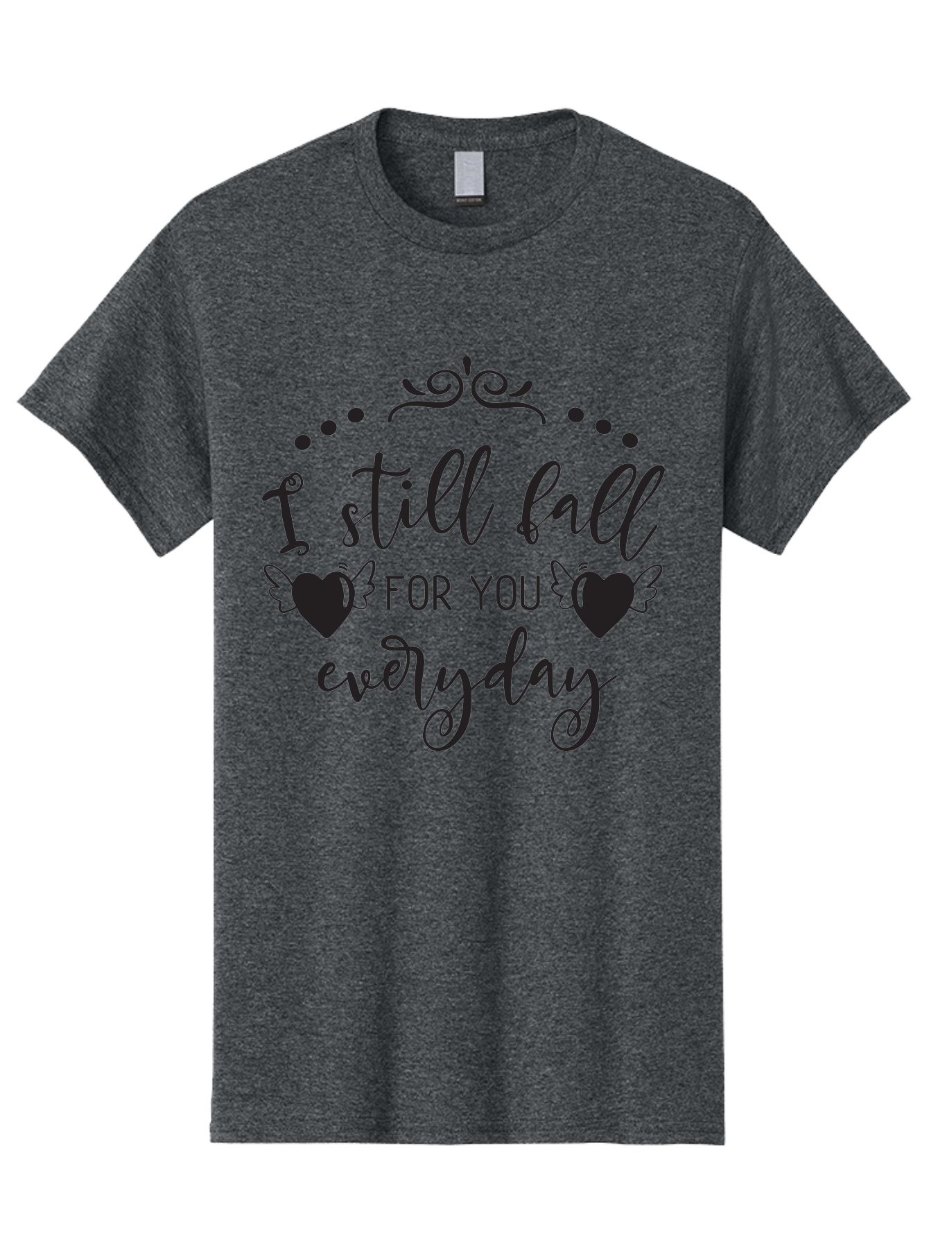 I-Still-Fall-For-You-Everyday Men'S Graphic Tee, 100% Cotton, Comfortable Casual Summer Wear, Machine Washable, Love Quote, Romantic Phrase, Heartwarming Words, Lovely Saying, I Still Fall For You Everyday, Sweet Sentiment, Lovely Hearts, Aac878