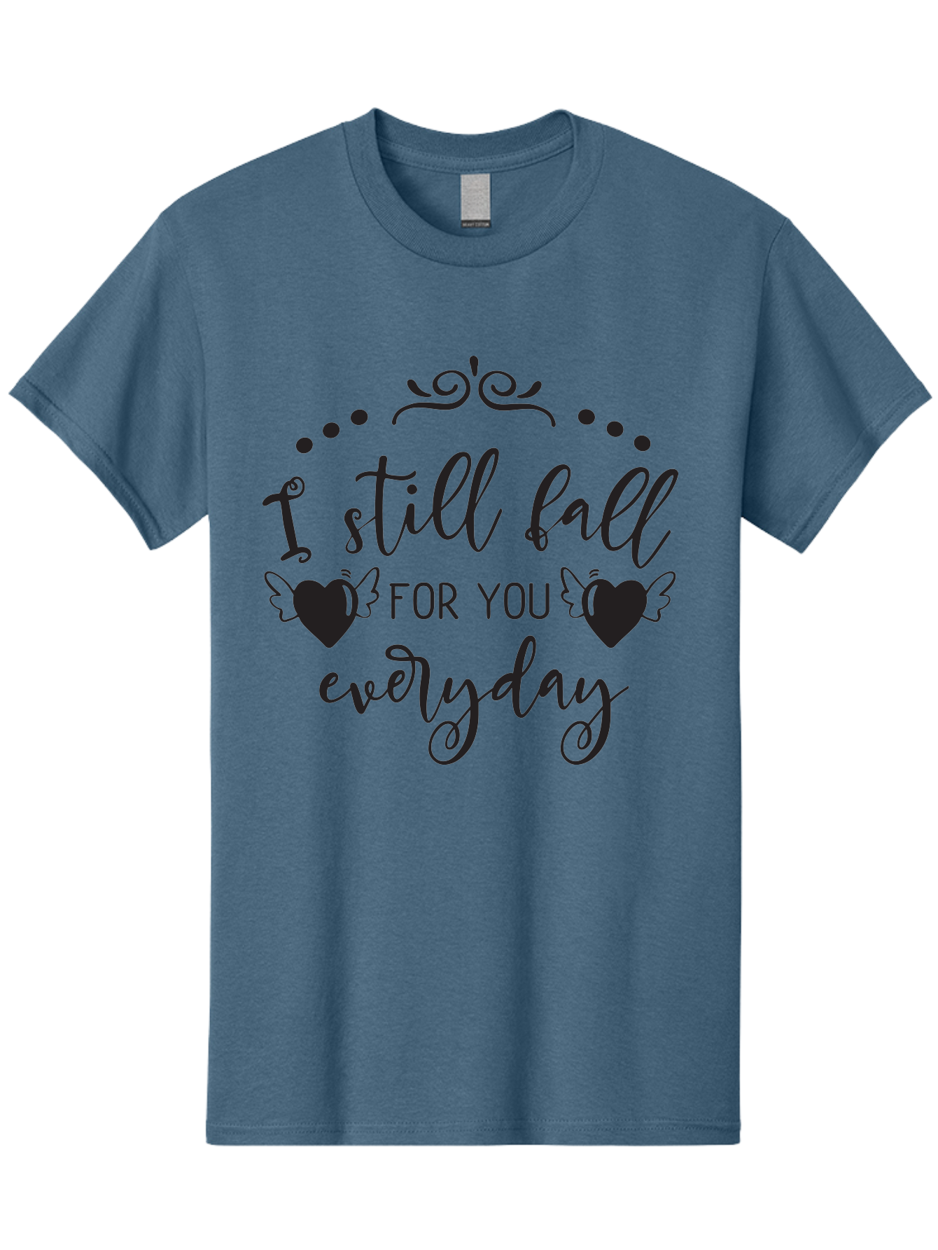 I-Still-Fall-For-You-Everyday Men'S Graphic Tee, 100% Cotton, Comfortable Casual Summer Wear, Machine Washable, Love Quote, Romantic Phrase, Heartwarming Words, Lovely Saying, I Still Fall For You Everyday, Sweet Sentiment, Lovely Hearts, Aac878