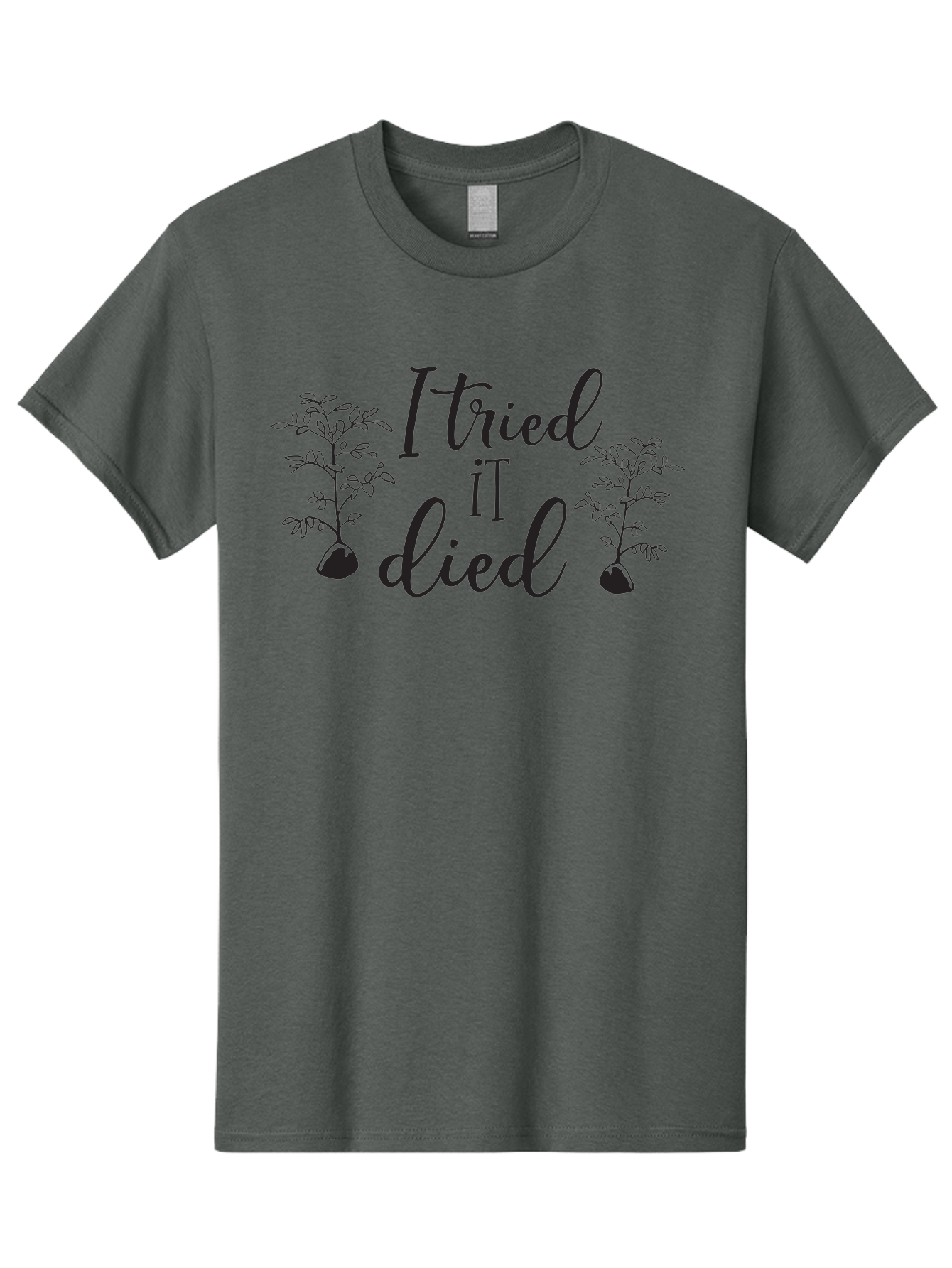 I-Tried-It-Died Men'S Graphic Tee, 100% Cotton, Comfortable Casual Summer Wear, Machine Washable, Funny Plant Quote, Gardening Humor, Plant Parenting Fails, Witty Garden Sayings, Plant Care Memes, Gardening Jokes Aac879
