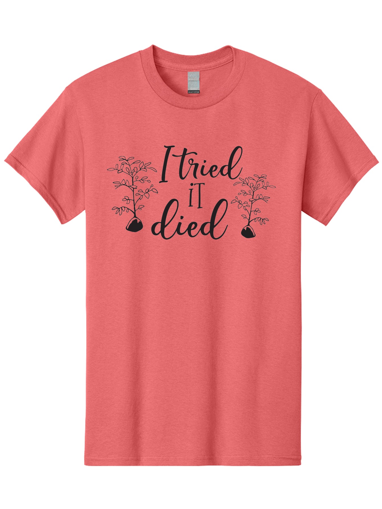 I-Tried-It-Died Men'S Graphic Tee, 100% Cotton, Comfortable Casual Summer Wear, Machine Washable, Funny Plant Quote, Gardening Humor, Plant Parenting Fails, Witty Garden Sayings, Plant Care Memes, Gardening Jokes Aac879