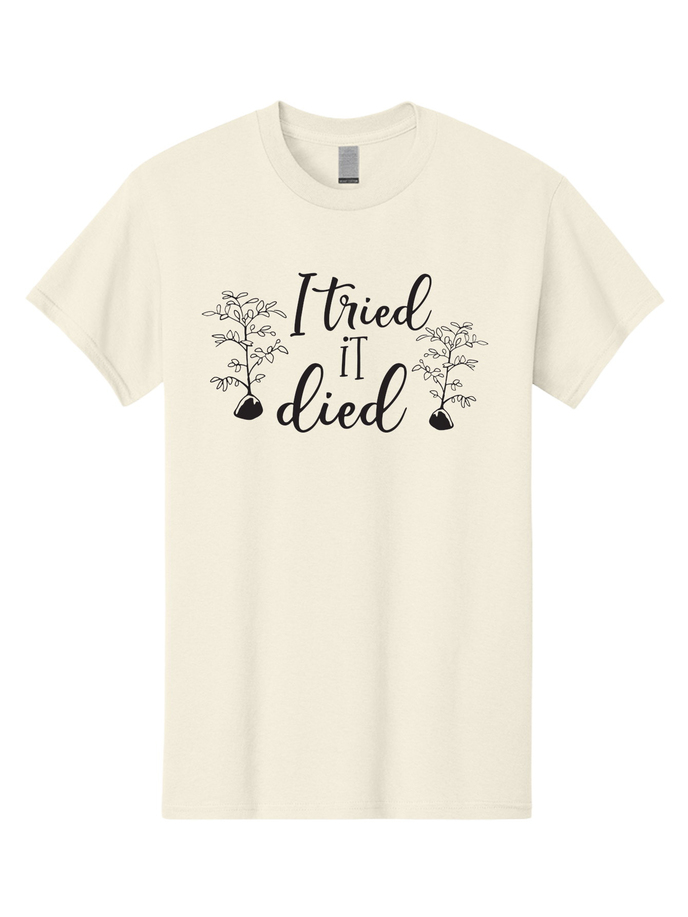 I-Tried-It-Died Men'S Graphic Tee, 100% Cotton, Comfortable Casual Summer Wear, Machine Washable, Funny Plant Quote, Gardening Humor, Plant Parenting Fails, Witty Garden Sayings, Plant Care Memes, Gardening Jokes Aac879