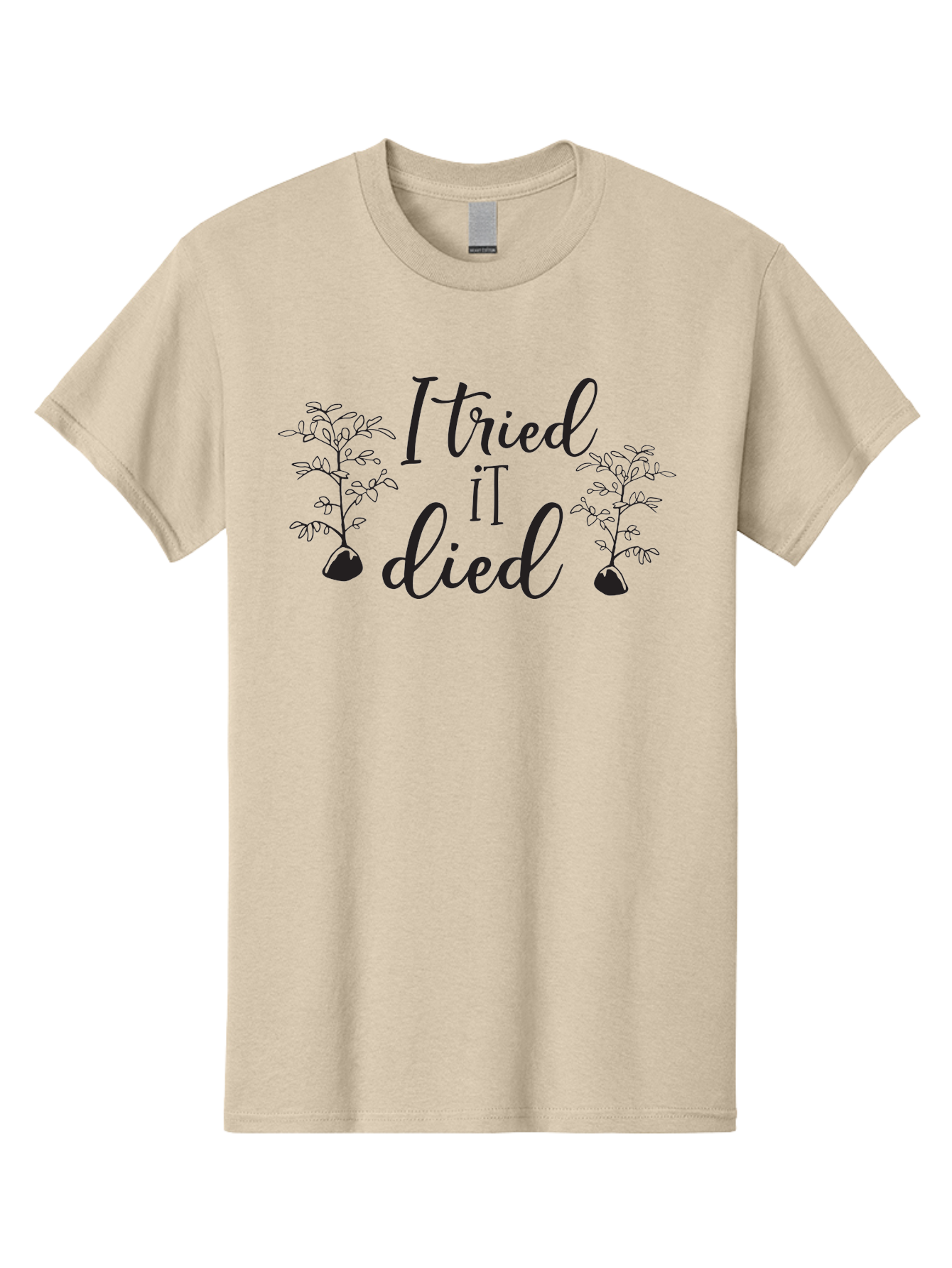 I-Tried-It-Died Men'S Graphic Tee, 100% Cotton, Comfortable Casual Summer Wear, Machine Washable, Funny Plant Quote, Gardening Humor, Plant Parenting Fails, Witty Garden Sayings, Plant Care Memes, Gardening Jokes Aac879