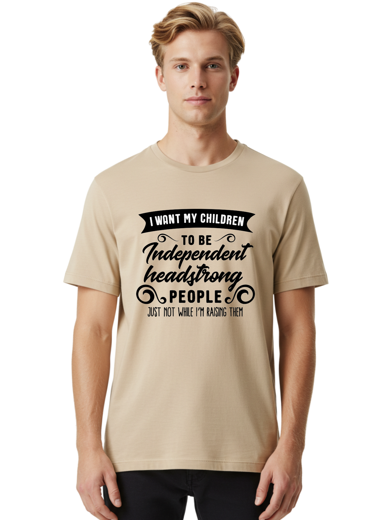 I-Want-My-Children Men'S Graphic Tee, 100% Cotton, Comfortable Casual Summer Wear, Machine Washable, Funny Parenting Quote, Humorous Saying, Parenting Humor, Raising Children, Independent Children, Headstrong Personality, Quirky Design Aac882