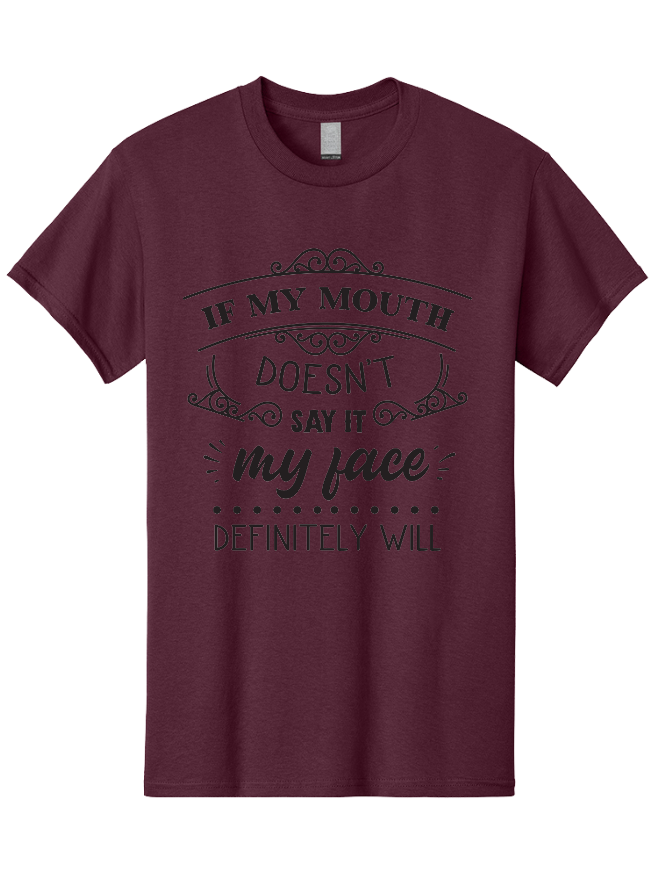 If-My-Mouth-Doesn-T-Say-It-My-Face-Definitely-Will Men'S Graphic Tee, 100% Cotton, Comfortable Casual Summer Wear, Machine Washable, Funny Quote, Sarcastic Humor, Facial Expressions, Sassy Phrase, Witty Saying, Humorous Graphics, Aac893