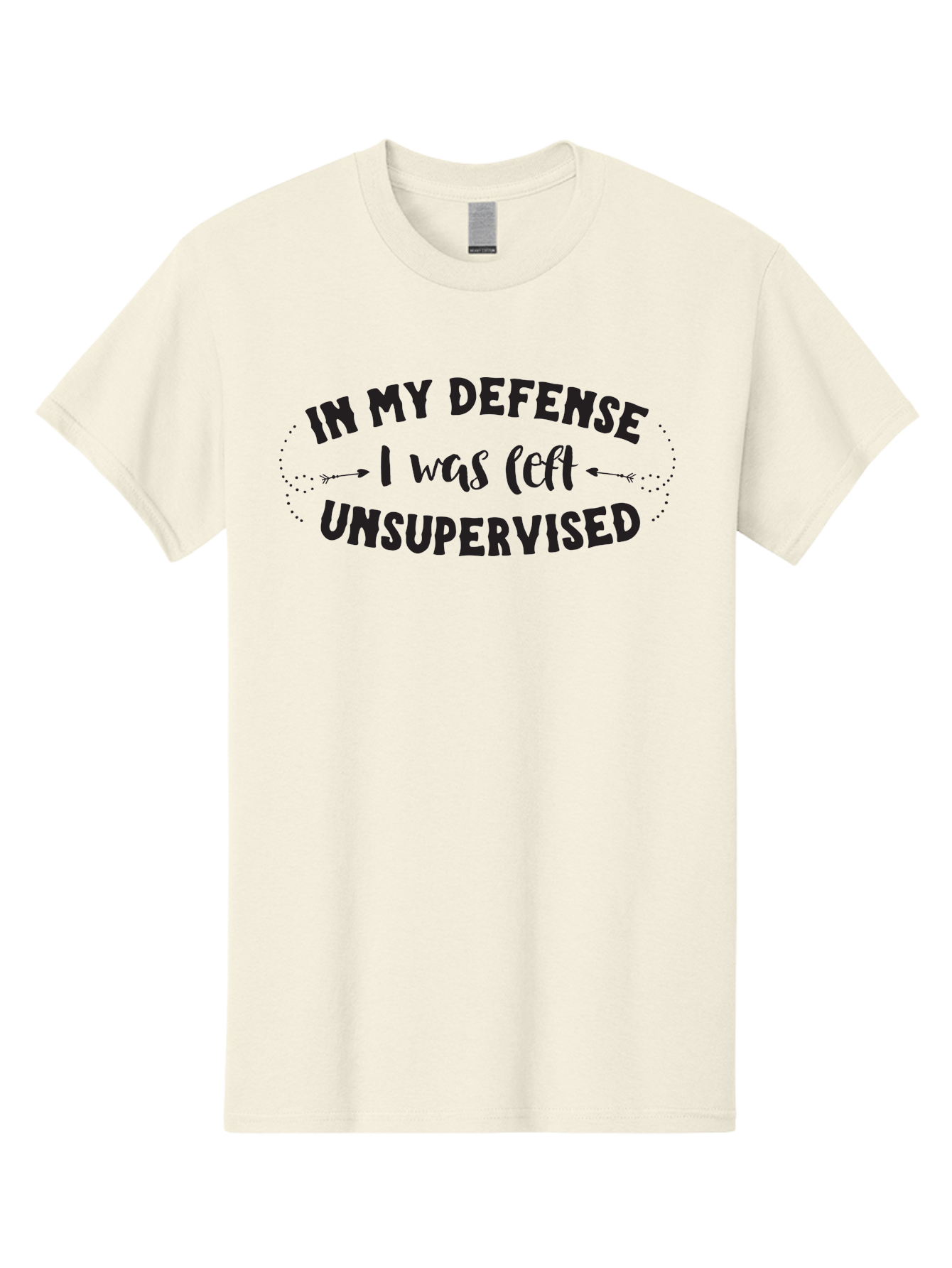 In-My-Defense-I-Was-Left-Unsupervised Men'S Graphic Tee, 100% Cotton, Comfortable Casual Summer Wear, Machine Washable, Humorous Quote, Funny Saying, Witty Phrase, Defense Mechanism, Unsupervised Childhood, Sassy Text, Playful Typography, Aac895
