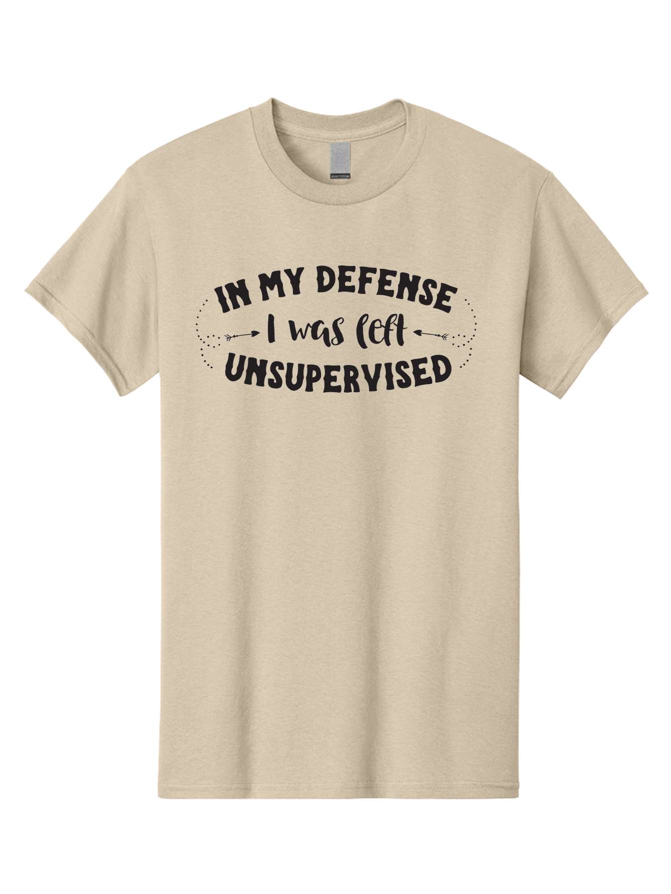In-My-Defense-I-Was-Left-Unsupervised Men'S Graphic Tee, 100% Cotton, Comfortable Casual Summer Wear, Machine Washable, Humorous Quote, Funny Saying, Witty Phrase, Defense Mechanism, Unsupervised Childhood, Sassy Text, Playful Typography, Aac895