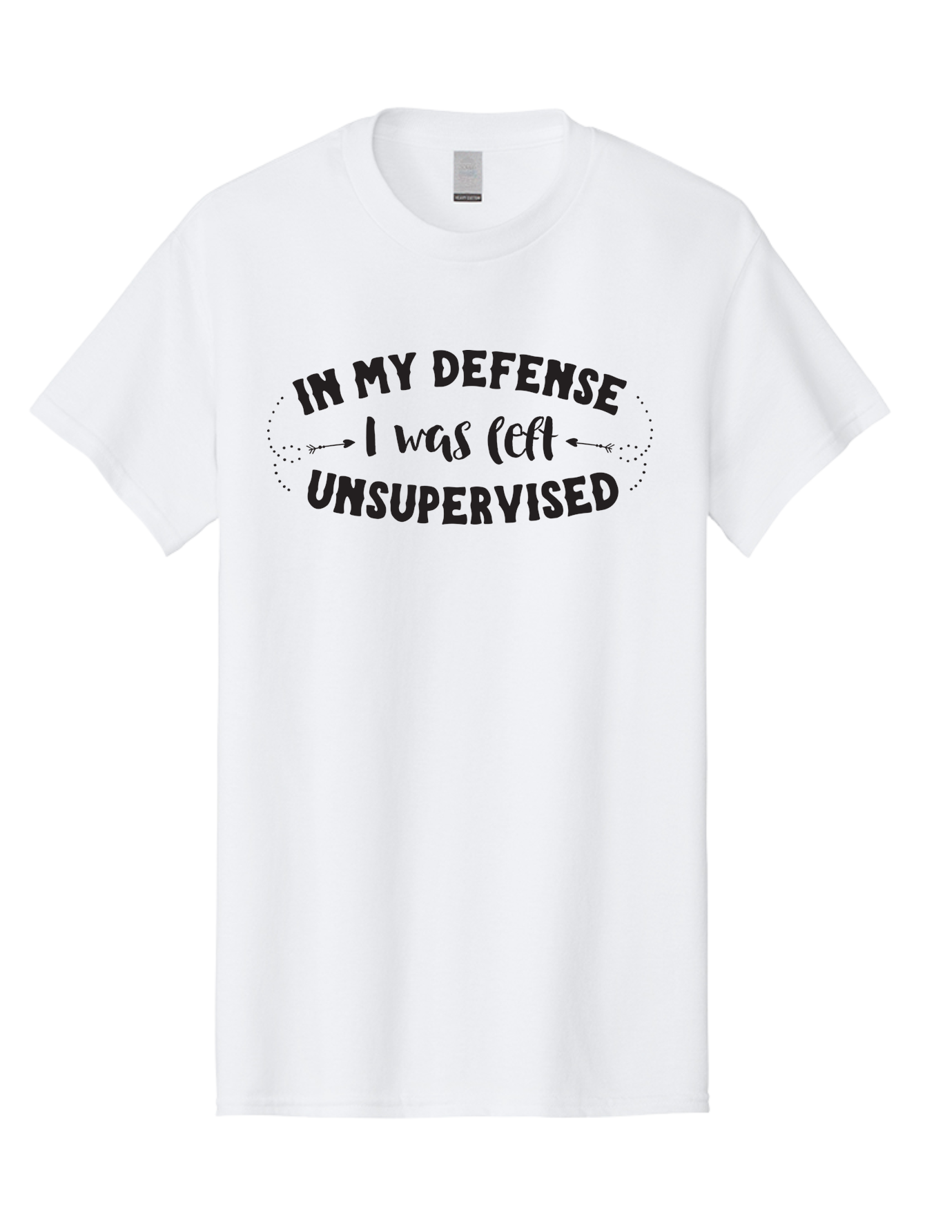 In-My-Defense-I-Was-Left-Unsupervised Men'S Graphic Tee, 100% Cotton, Comfortable Casual Summer Wear, Machine Washable, Humorous Quote, Funny Saying, Witty Phrase, Defense Mechanism, Unsupervised Childhood, Sassy Text, Playful Typography, Aac895