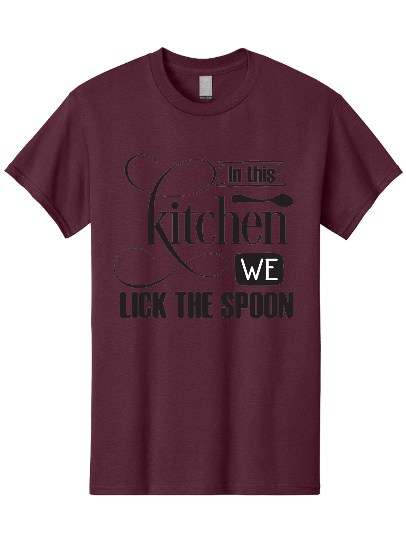 In-This-Kitchen-We-Lick-The-Spoon Men'S Graphic Tee, 100% Cotton, Comfortable Casual Summer Wear, Machine Washable, Kitchen Decor, Cooking Quotes, Culinary Inspiration, Cooking Humor, Kitchen Signs, Foodie Gifts, Lick The Spoon, Aac896