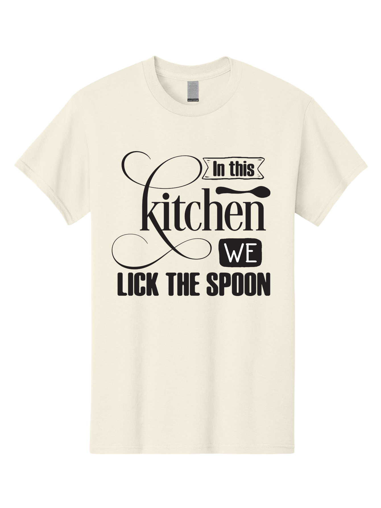 In-This-Kitchen-We-Lick-The-Spoon Men'S Graphic Tee, 100% Cotton, Comfortable Casual Summer Wear, Machine Washable, Kitchen Decor, Cooking Quotes, Culinary Inspiration, Cooking Humor, Kitchen Signs, Foodie Gifts, Lick The Spoon, Aac896