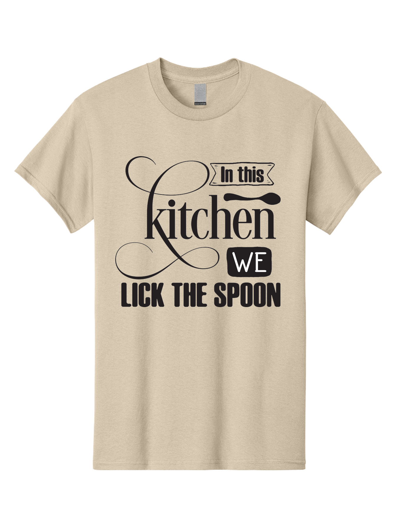 In-This-Kitchen-We-Lick-The-Spoon Men'S Graphic Tee, 100% Cotton, Comfortable Casual Summer Wear, Machine Washable, Kitchen Decor, Cooking Quotes, Culinary Inspiration, Cooking Humor, Kitchen Signs, Foodie Gifts, Lick The Spoon, Aac896
