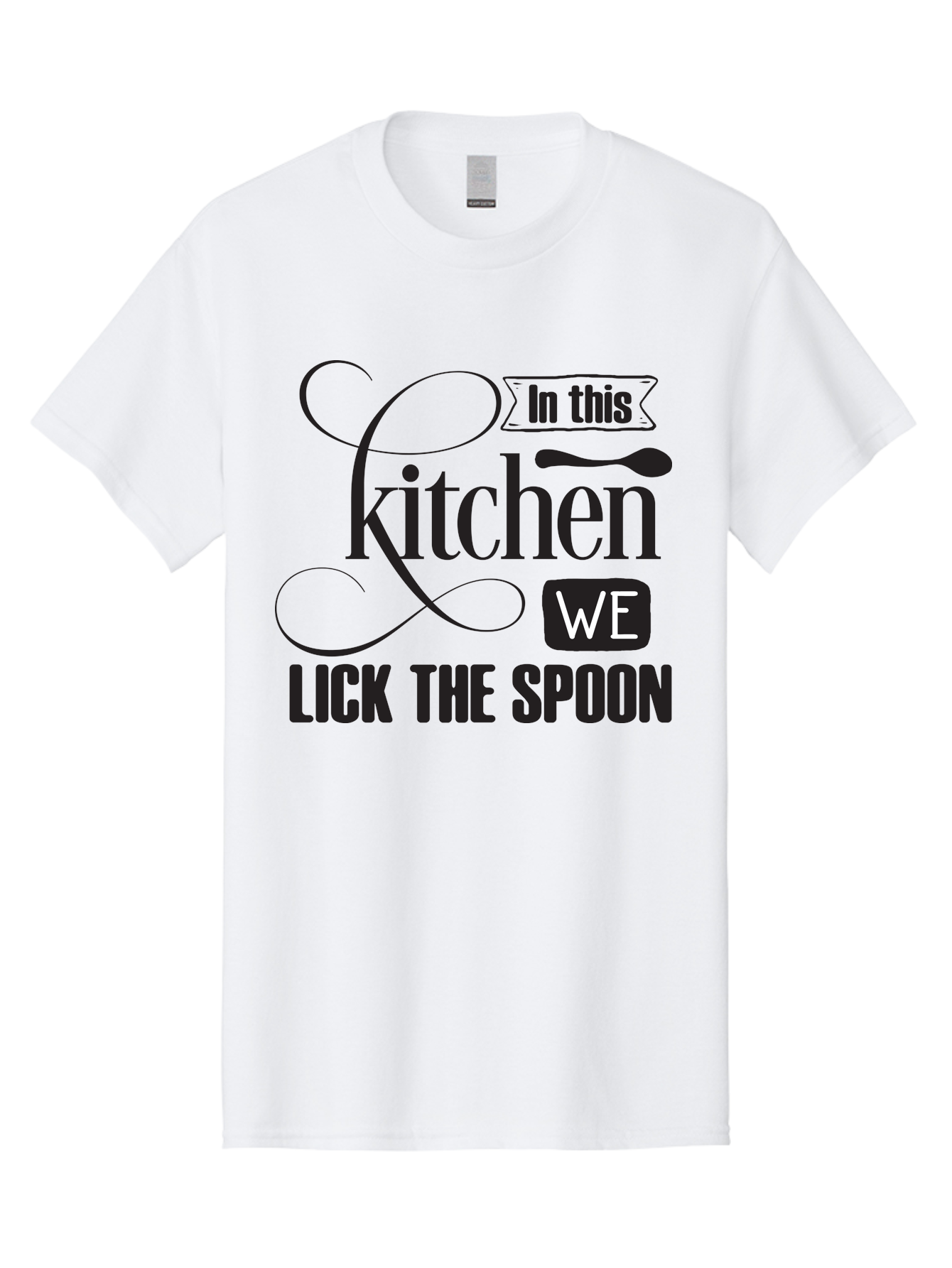 In-This-Kitchen-We-Lick-The-Spoon Men'S Graphic Tee, 100% Cotton, Comfortable Casual Summer Wear, Machine Washable, Kitchen Decor, Cooking Quotes, Culinary Inspiration, Cooking Humor, Kitchen Signs, Foodie Gifts, Lick The Spoon, Aac896