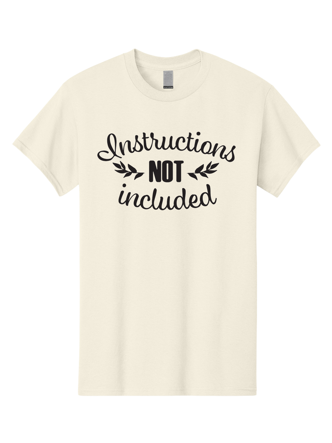 Instructions-Not-Included Men'S Graphic Tee, 100% Cotton, Comfortable Casual Summer Wear, Machine Washable, Funny Quotes, Sarcastic Humor, Witty Sayings, Playful Graphics, Bold Typography, Leaf Design, Humorous Phrases Aac897