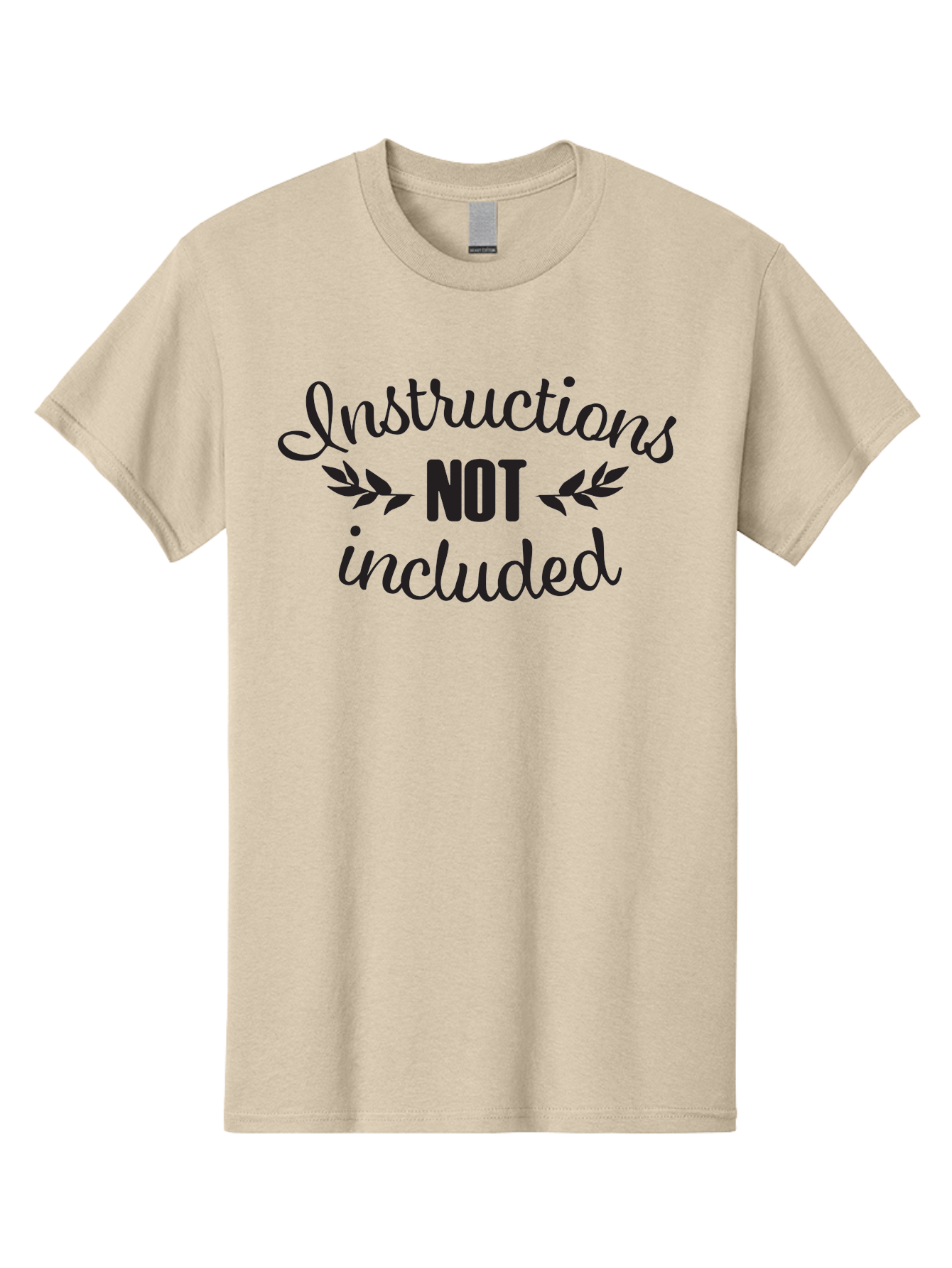 Instructions-Not-Included Men'S Graphic Tee, 100% Cotton, Comfortable Casual Summer Wear, Machine Washable, Funny Quotes, Sarcastic Humor, Witty Sayings, Playful Graphics, Bold Typography, Leaf Design, Humorous Phrases Aac897