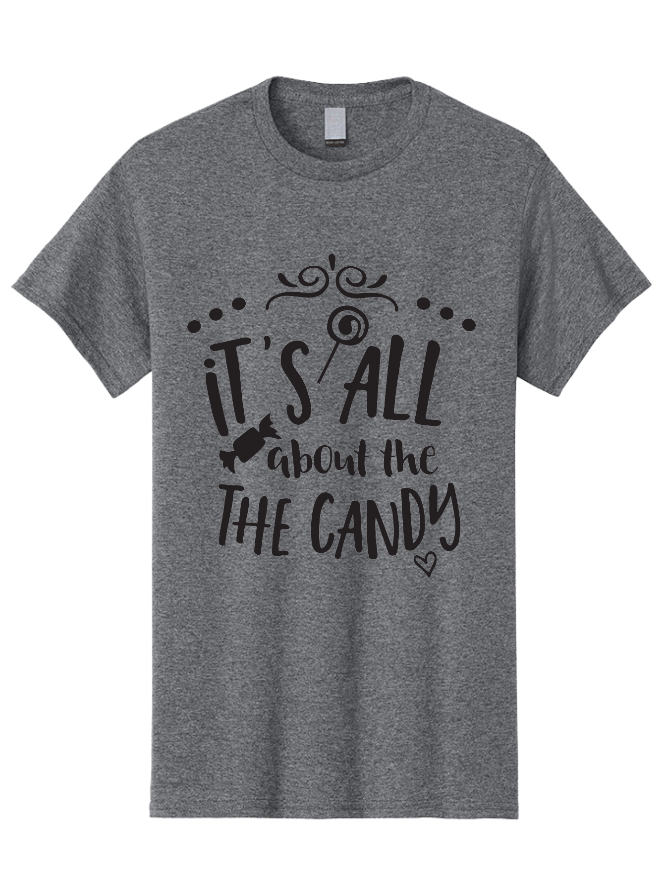 It-S-All-About-The-Candy Men'S Graphic Tee, 100% Cotton, Comfortable Casual Summer Wear, Machine Washable, Candy Quote, Sweet Treats, Lollipop Graphic, Candy Theme, Dessert Lover, Sweet Tooth, Candy Design, Whimsical Font, Decorative Swirls, Aac899