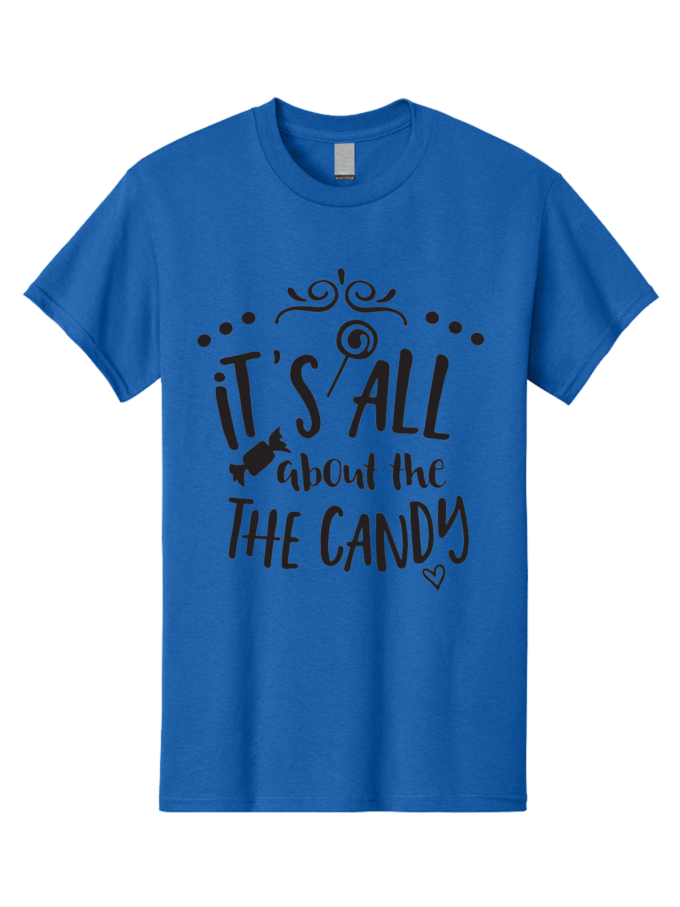 It-S-All-About-The-Candy Men'S Graphic Tee, 100% Cotton, Comfortable Casual Summer Wear, Machine Washable, Candy Quote, Sweet Treats, Lollipop Graphic, Candy Theme, Dessert Lover, Sweet Tooth, Candy Design, Whimsical Font, Decorative Swirls, Aac899