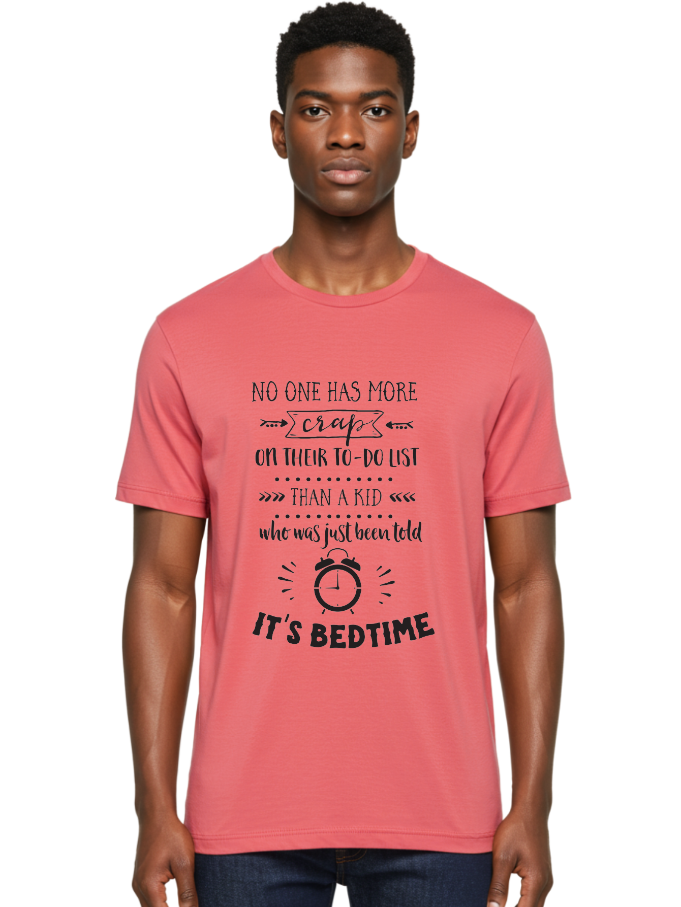 It-S-Bedtime-Quote Men'S Graphic Tee, 100% Cotton, Comfortable Casual Summer Wear, Machine Washable, Funny Quote, Kid'S Bedtime, To-Do List, Alarm Clock, Parenting Humor, Kid'S Routine, Bedtime Struggles, Humorous Quote Aac900