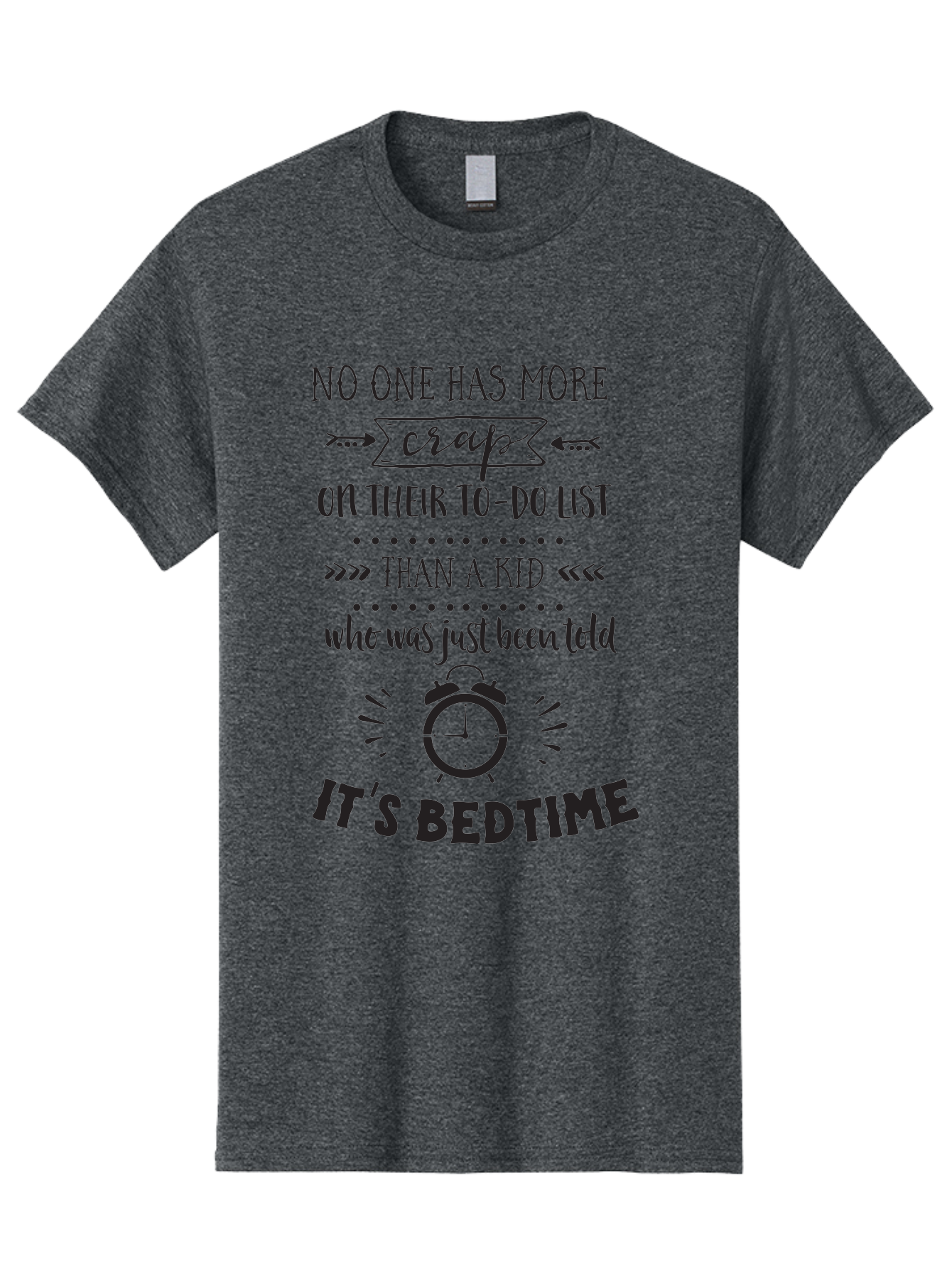 It-S-Bedtime-Quote Men'S Graphic Tee, 100% Cotton, Comfortable Casual Summer Wear, Machine Washable, Funny Quote, Kid'S Bedtime, To-Do List, Alarm Clock, Parenting Humor, Kid'S Routine, Bedtime Struggles, Humorous Quote Aac900