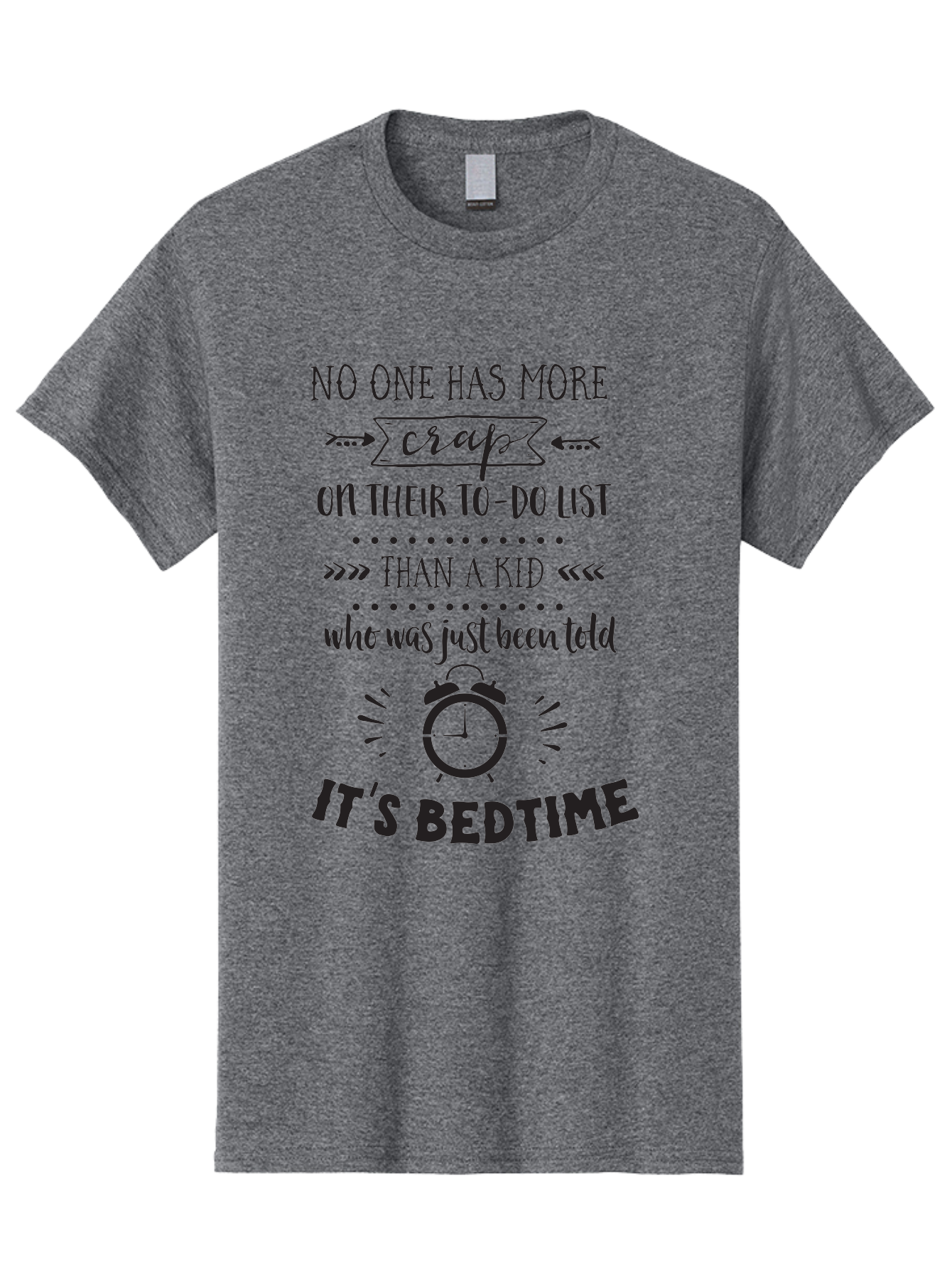 It-S-Bedtime-Quote Men'S Graphic Tee, 100% Cotton, Comfortable Casual Summer Wear, Machine Washable, Funny Quote, Kid'S Bedtime, To-Do List, Alarm Clock, Parenting Humor, Kid'S Routine, Bedtime Struggles, Humorous Quote Aac900