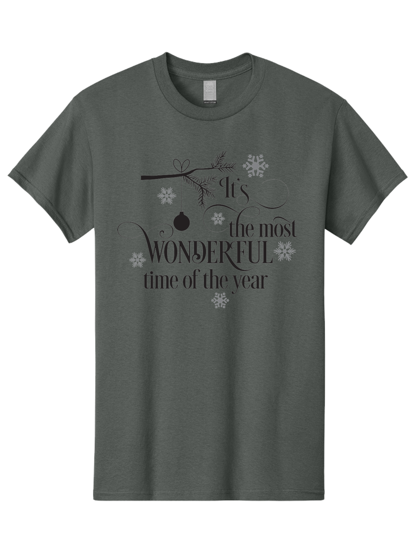 It-S-The-Most-Wonderful-Time-Of-The-Year Men'S Graphic Tee, 100% Cotton, Comfortable Casual Summer Wear, Machine Washable, Christmas Message, Holiday Greeting, Festive Quote, Winter Season, Joyful Atmosphere, Decorative Elements, Aac901