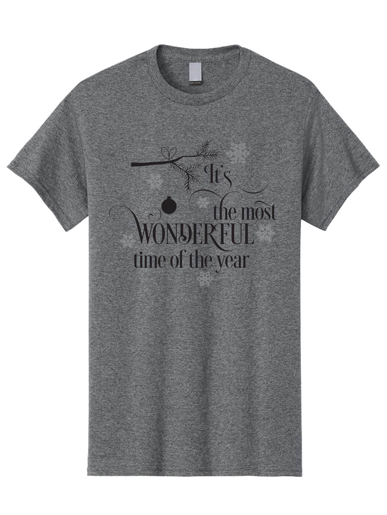 It-S-The-Most-Wonderful-Time-Of-The-Year Men'S Graphic Tee, 100% Cotton, Comfortable Casual Summer Wear, Machine Washable, Christmas Message, Holiday Greeting, Festive Quote, Winter Season, Joyful Atmosphere, Decorative Elements, Aac901