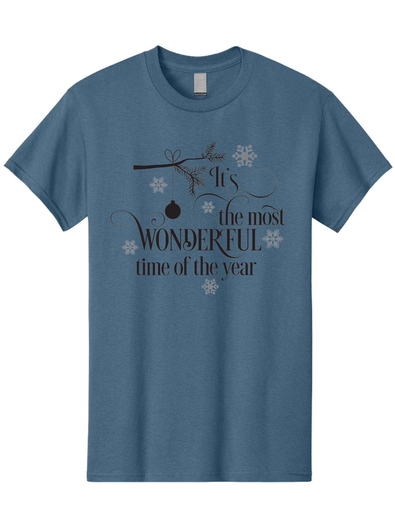 It-S-The-Most-Wonderful-Time-Of-The-Year Men'S Graphic Tee, 100% Cotton, Comfortable Casual Summer Wear, Machine Washable, Christmas Message, Holiday Greeting, Festive Quote, Winter Season, Joyful Atmosphere, Decorative Elements, Aac901