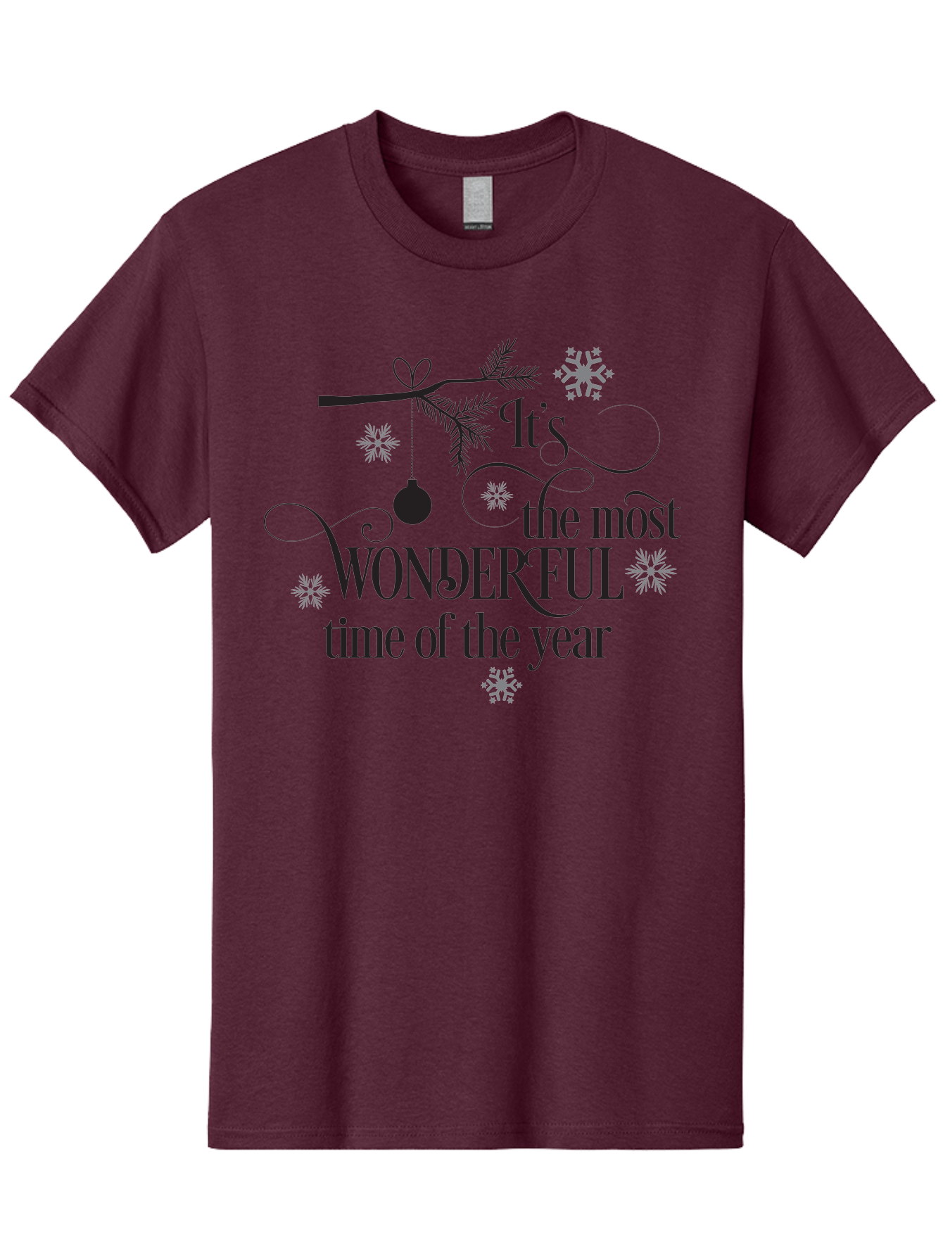 It-S-The-Most-Wonderful-Time-Of-The-Year Men'S Graphic Tee, 100% Cotton, Comfortable Casual Summer Wear, Machine Washable, Christmas Message, Holiday Greeting, Festive Quote, Winter Season, Joyful Atmosphere, Decorative Elements, Aac901