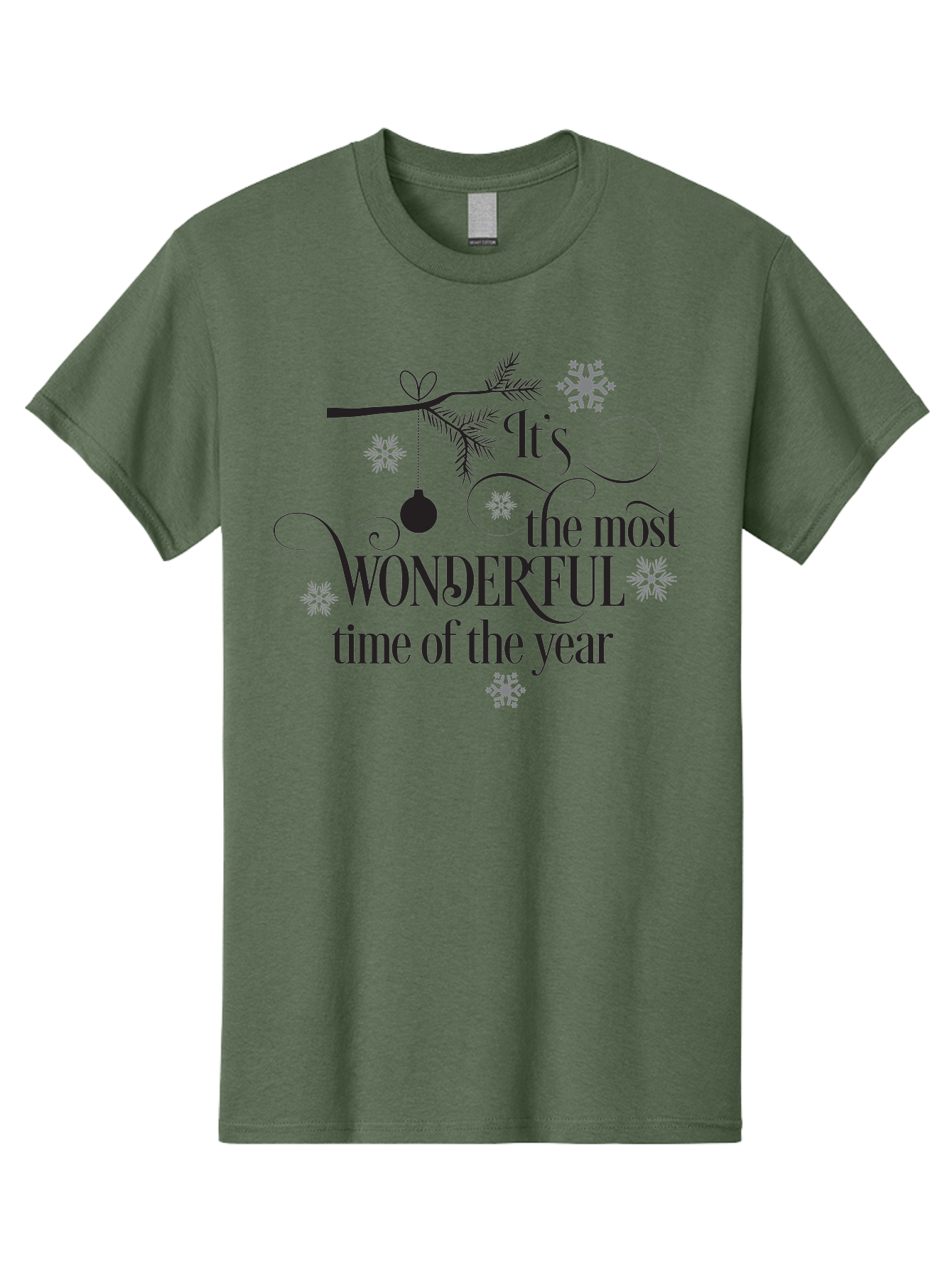 It-S-The-Most-Wonderful-Time-Of-The-Year Men'S Graphic Tee, 100% Cotton, Comfortable Casual Summer Wear, Machine Washable, Christmas Message, Holiday Greeting, Festive Quote, Winter Season, Joyful Atmosphere, Decorative Elements, Aac901