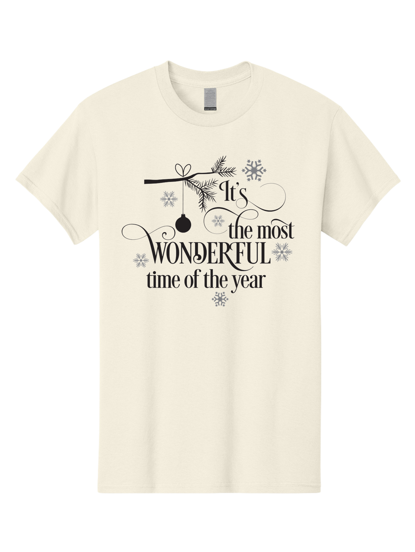 It-S-The-Most-Wonderful-Time-Of-The-Year Men'S Graphic Tee, 100% Cotton, Comfortable Casual Summer Wear, Machine Washable, Christmas Message, Holiday Greeting, Festive Quote, Winter Season, Joyful Atmosphere, Decorative Elements, Aac901