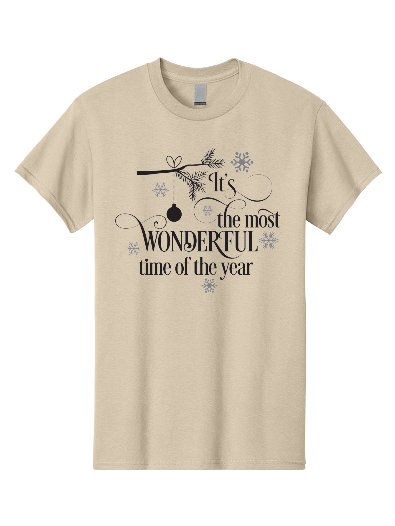 It-S-The-Most-Wonderful-Time-Of-The-Year Men'S Graphic Tee, 100% Cotton, Comfortable Casual Summer Wear, Machine Washable, Christmas Message, Holiday Greeting, Festive Quote, Winter Season, Joyful Atmosphere, Decorative Elements, Aac901