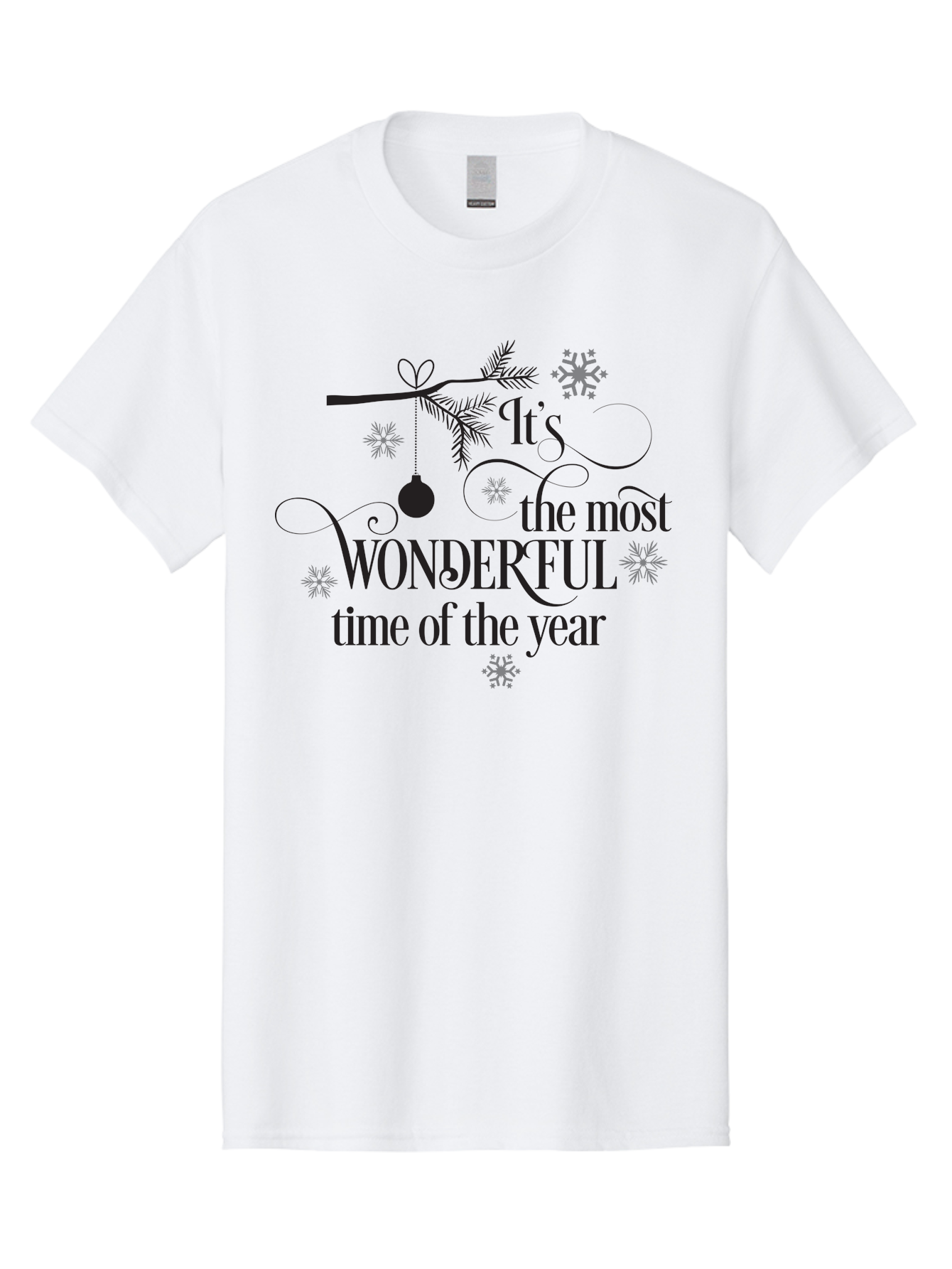 It-S-The-Most-Wonderful-Time-Of-The-Year Men'S Graphic Tee, 100% Cotton, Comfortable Casual Summer Wear, Machine Washable, Christmas Message, Holiday Greeting, Festive Quote, Winter Season, Joyful Atmosphere, Decorative Elements, Aac901