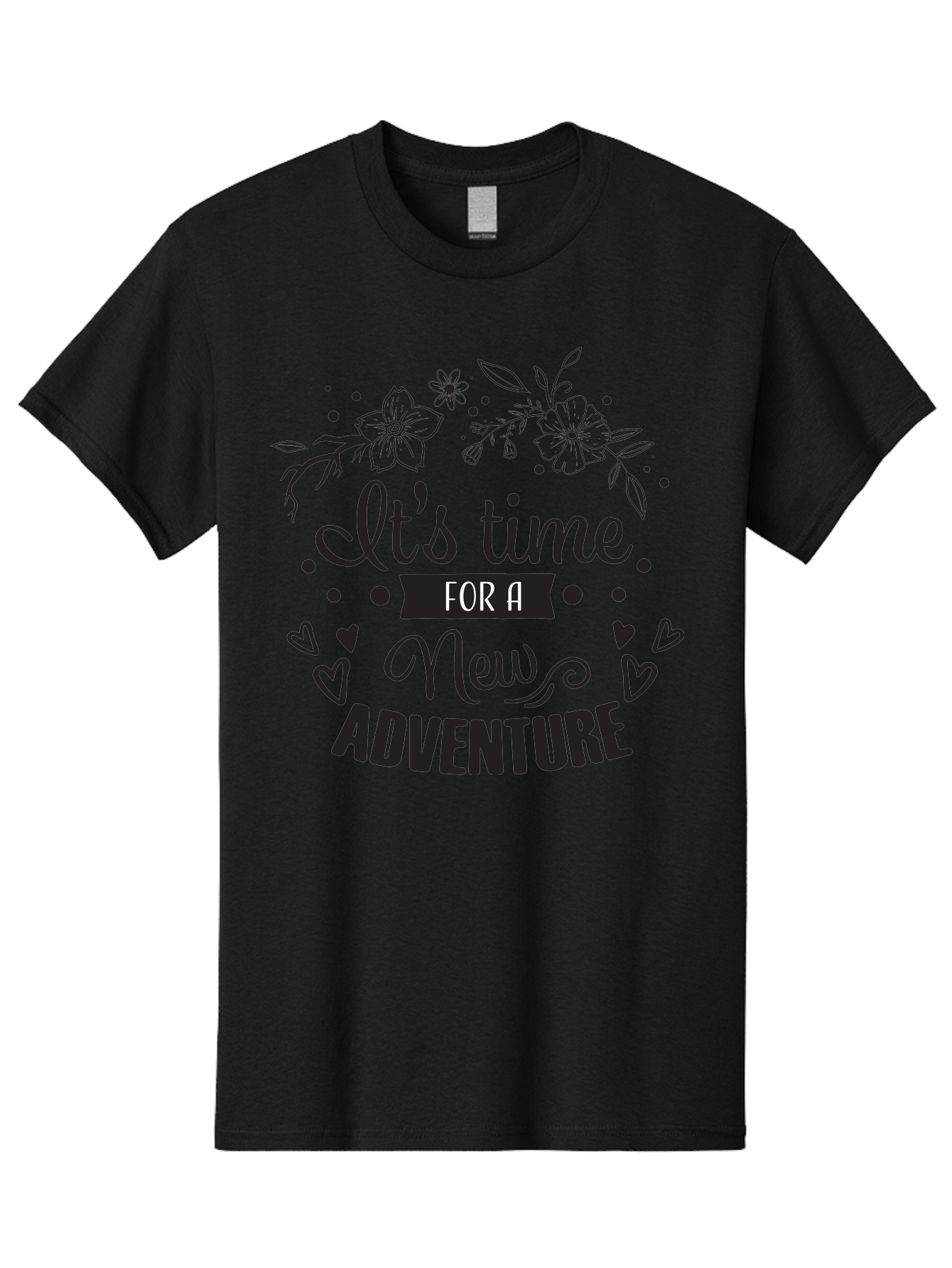 It-S-Time-For-New-Adventure Men'S Graphic Tee, 100% Cotton, Comfortable Casual Summer Wear, Machine Washable, New Adventure, Inspirational Quote, Travel Inspiration, Motivational Message, Adventure Time, Flowers And Hearts, Exploration Theme, Aac902