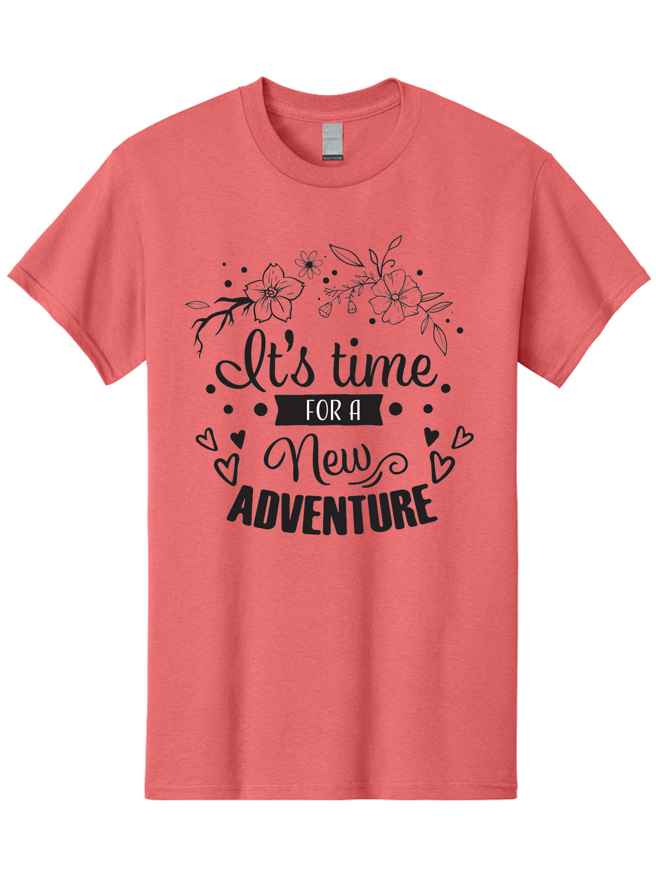 It-S-Time-For-New-Adventure Men'S Graphic Tee, 100% Cotton, Comfortable Casual Summer Wear, Machine Washable, New Adventure, Inspirational Quote, Travel Inspiration, Motivational Message, Adventure Time, Flowers And Hearts, Exploration Theme, Aac902
