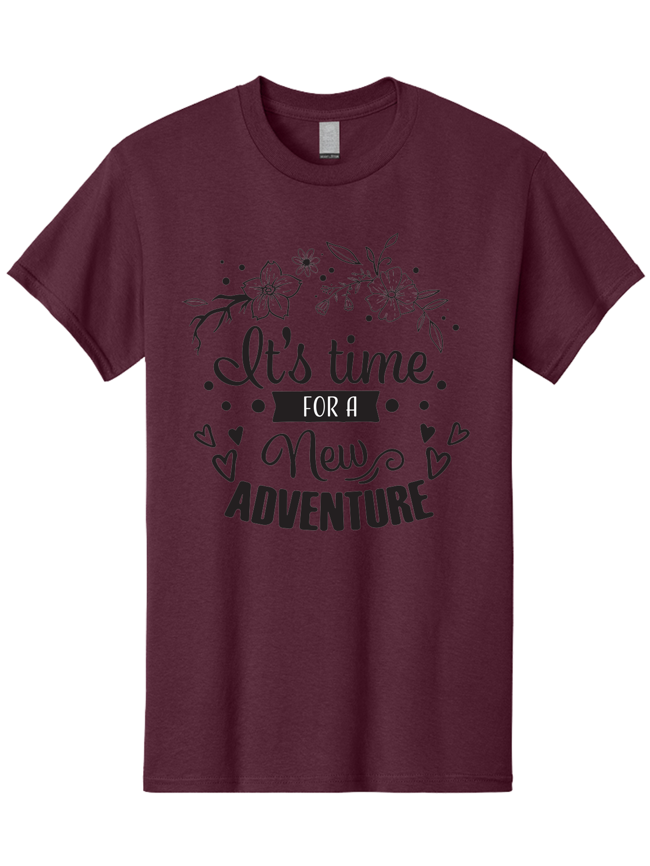 It-S-Time-For-New-Adventure Men'S Graphic Tee, 100% Cotton, Comfortable Casual Summer Wear, Machine Washable, New Adventure, Inspirational Quote, Travel Inspiration, Motivational Message, Adventure Time, Flowers And Hearts, Exploration Theme, Aac902