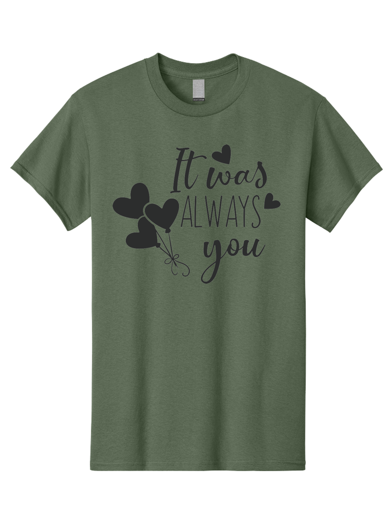 It-Was-Always-You Men'S Graphic Tee, 100% Cotton, Comfortable Casual Summer Wear, Machine Washable, Heartfelt Sentiments, Love Quotes, Romantic Phrases, Valentines Day Gifts, Heart Balloons, Love Messages, Sweet Nothings, Relationship Goals, Aac903