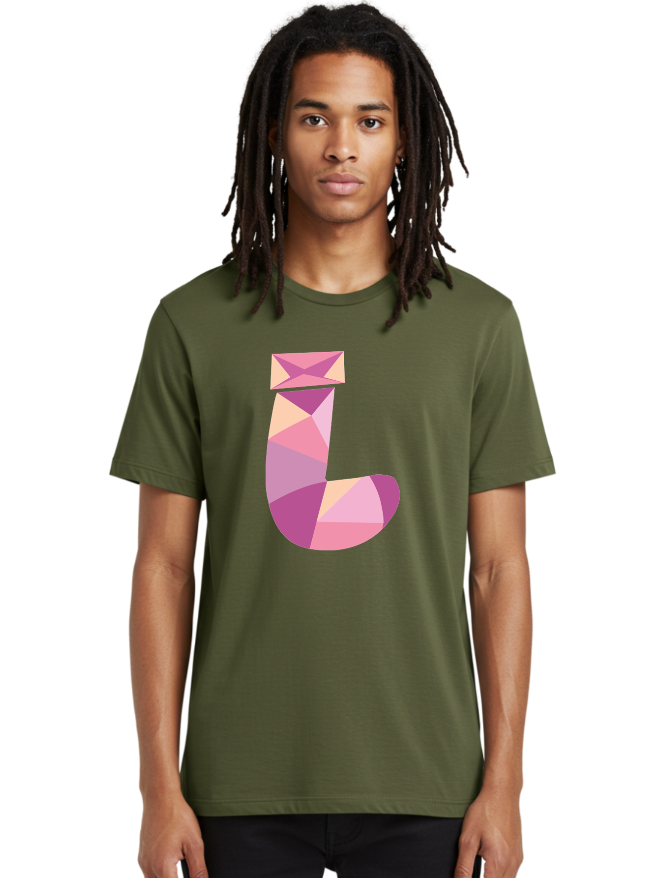 J-1 Men'S Graphic Tee, 100% Cotton, Comfortable Casual Summer Wear, Machine Washable, Geometric Shapes, Abstract Art, Letterform, Typography, Pastel Colors, Pink Hues, Purple Tones, Modern Design, Creative Expression, Artistic Style Aac904