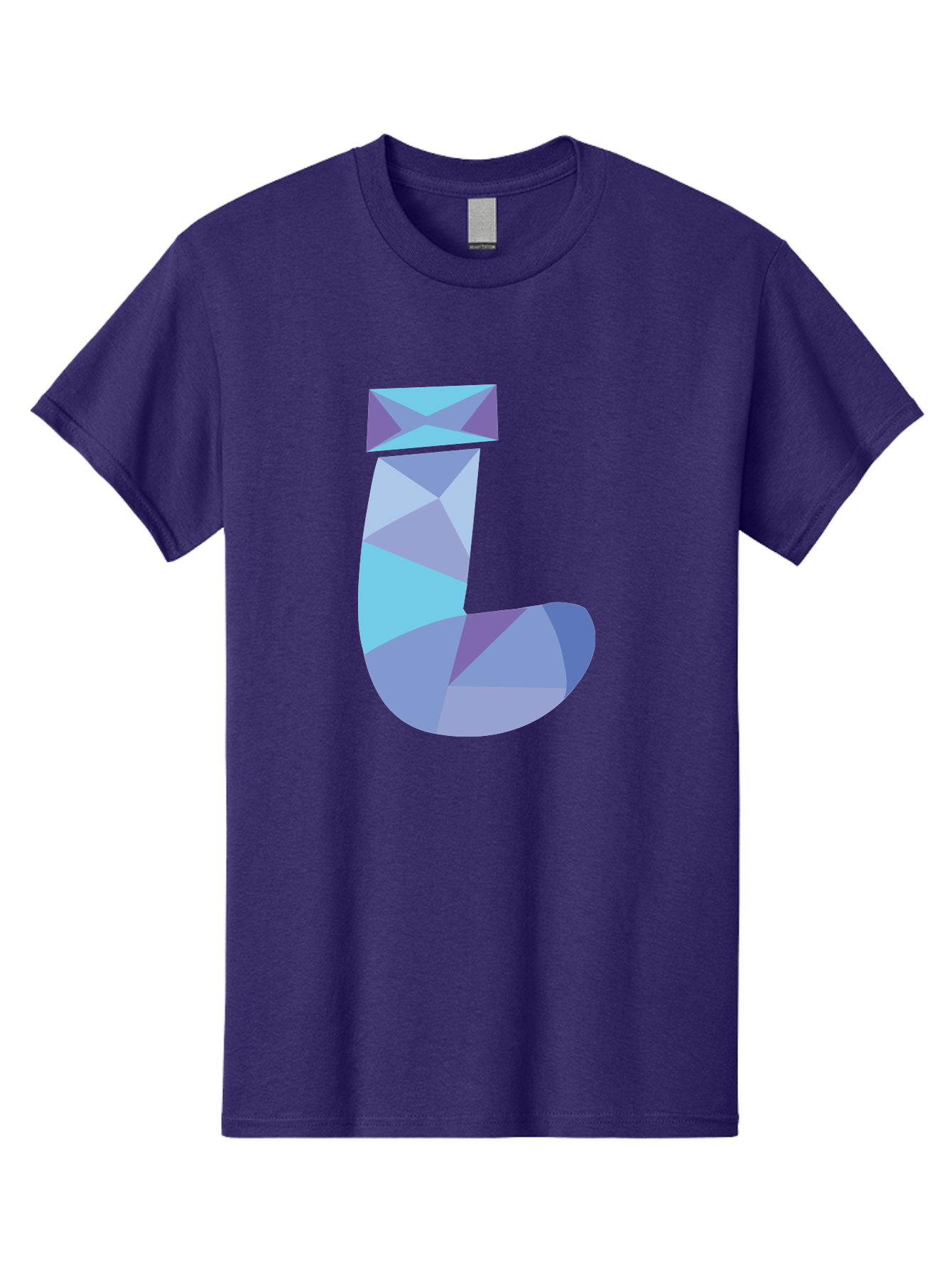 J-2 Men'S Graphic Tee, 100% Cotton, Comfortable Casual Summer Wear, Machine Washable, Geometric Letter J, Abstract Art, Low Poly Design, Blue And Purple Hues, Modern Typography, Stylized Alphabet, Digital Graphic Aac905