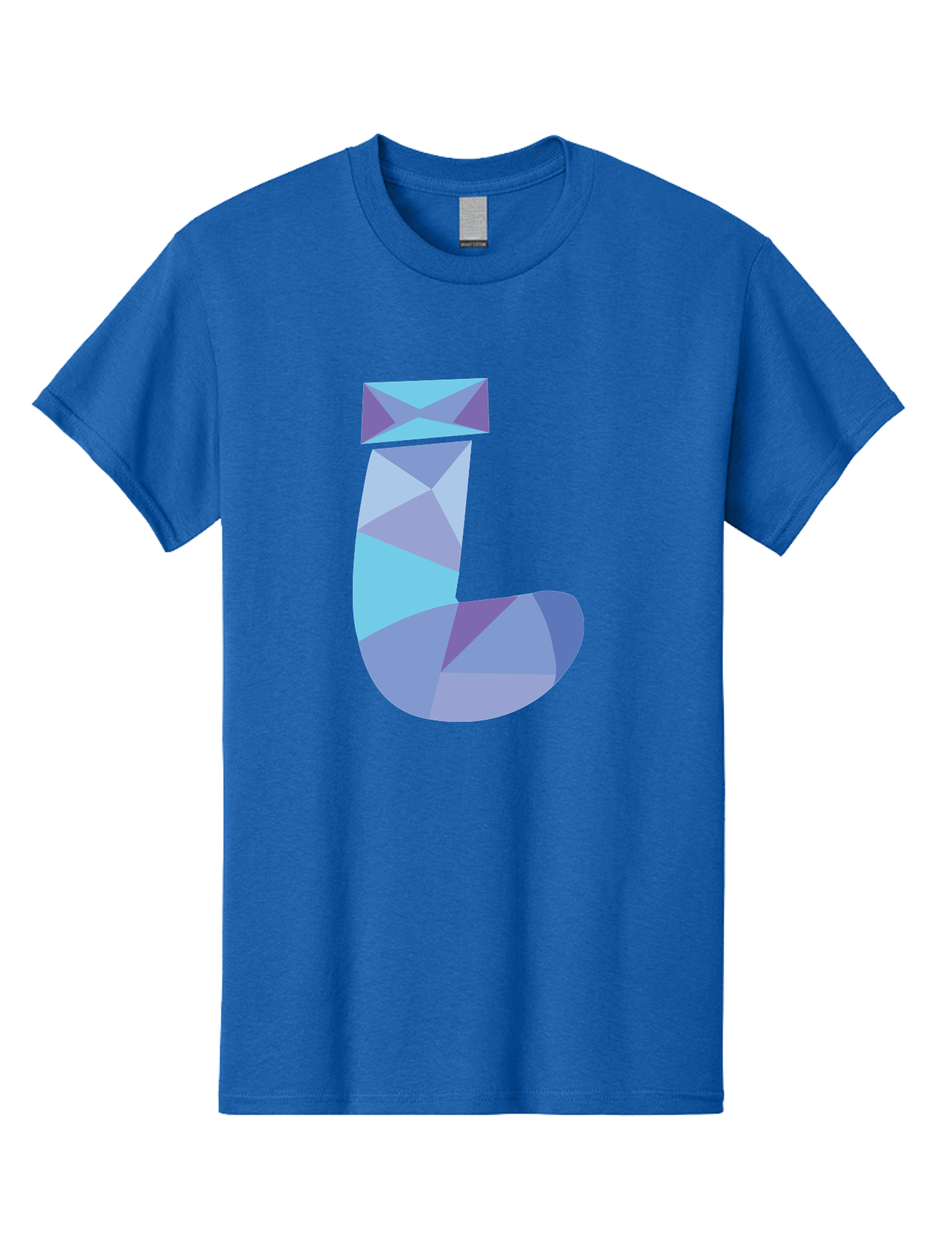 J-2 Men'S Graphic Tee, 100% Cotton, Comfortable Casual Summer Wear, Machine Washable, Geometric Letter J, Abstract Art, Low Poly Design, Blue And Purple Hues, Modern Typography, Stylized Alphabet, Digital Graphic Aac905