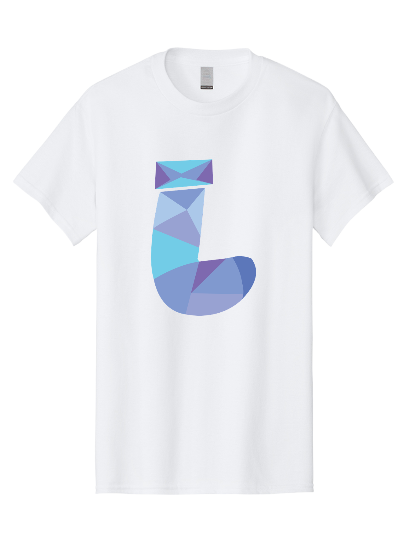 J-2 Men'S Graphic Tee, 100% Cotton, Comfortable Casual Summer Wear, Machine Washable, Geometric Letter J, Abstract Art, Low Poly Design, Blue And Purple Hues, Modern Typography, Stylized Alphabet, Digital Graphic Aac905