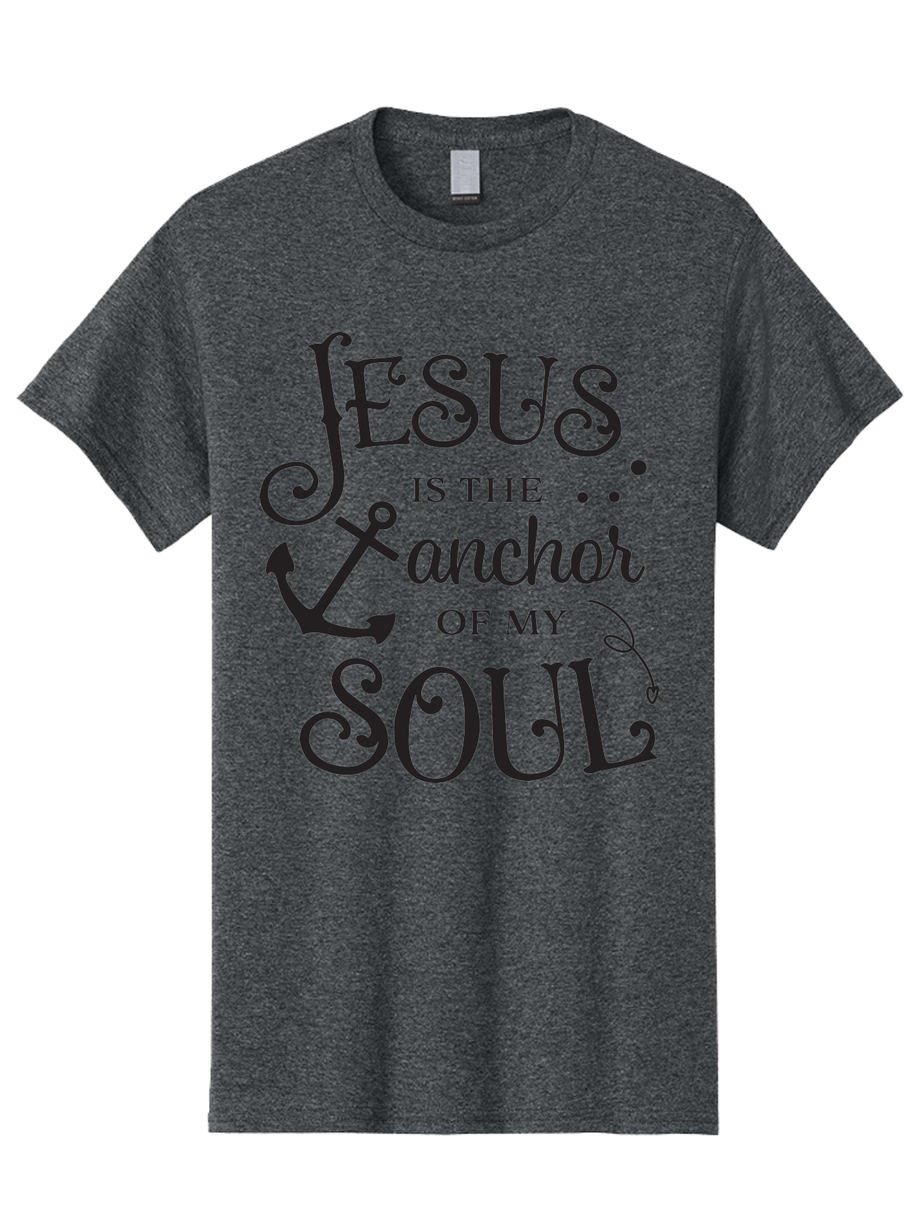 Jesus-Is-The-Anchor-Of-My-Soul Men'S Graphic Tee, 100% Cotton, Comfortable Casual Summer Wear, Machine Washable, Faith-Based Quote, Inspirational Message, Jesus Anchor, Soul Anchor, Christian Symbolism, Biblical Reference, Motivational Phrase, Aac909