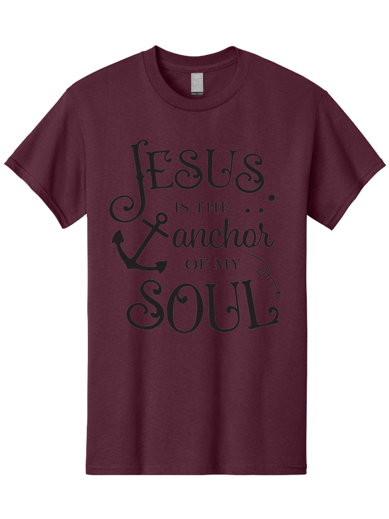 Jesus-Is-The-Anchor-Of-My-Soul Men'S Graphic Tee, 100% Cotton, Comfortable Casual Summer Wear, Machine Washable, Faith-Based Quote, Inspirational Message, Jesus Anchor, Soul Anchor, Christian Symbolism, Biblical Reference, Motivational Phrase, Aac909