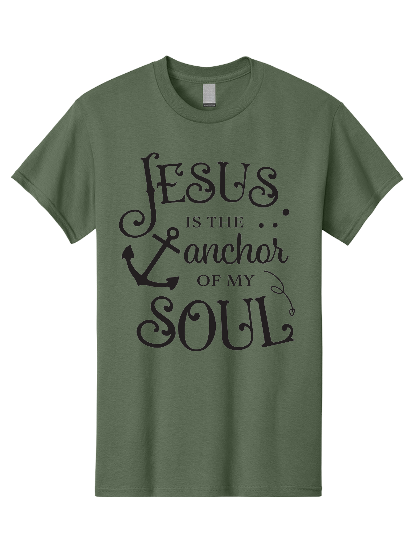 Jesus-Is-The-Anchor-Of-My-Soul Men'S Graphic Tee, 100% Cotton, Comfortable Casual Summer Wear, Machine Washable, Faith-Based Quote, Inspirational Message, Jesus Anchor, Soul Anchor, Christian Symbolism, Biblical Reference, Motivational Phrase, Aac909